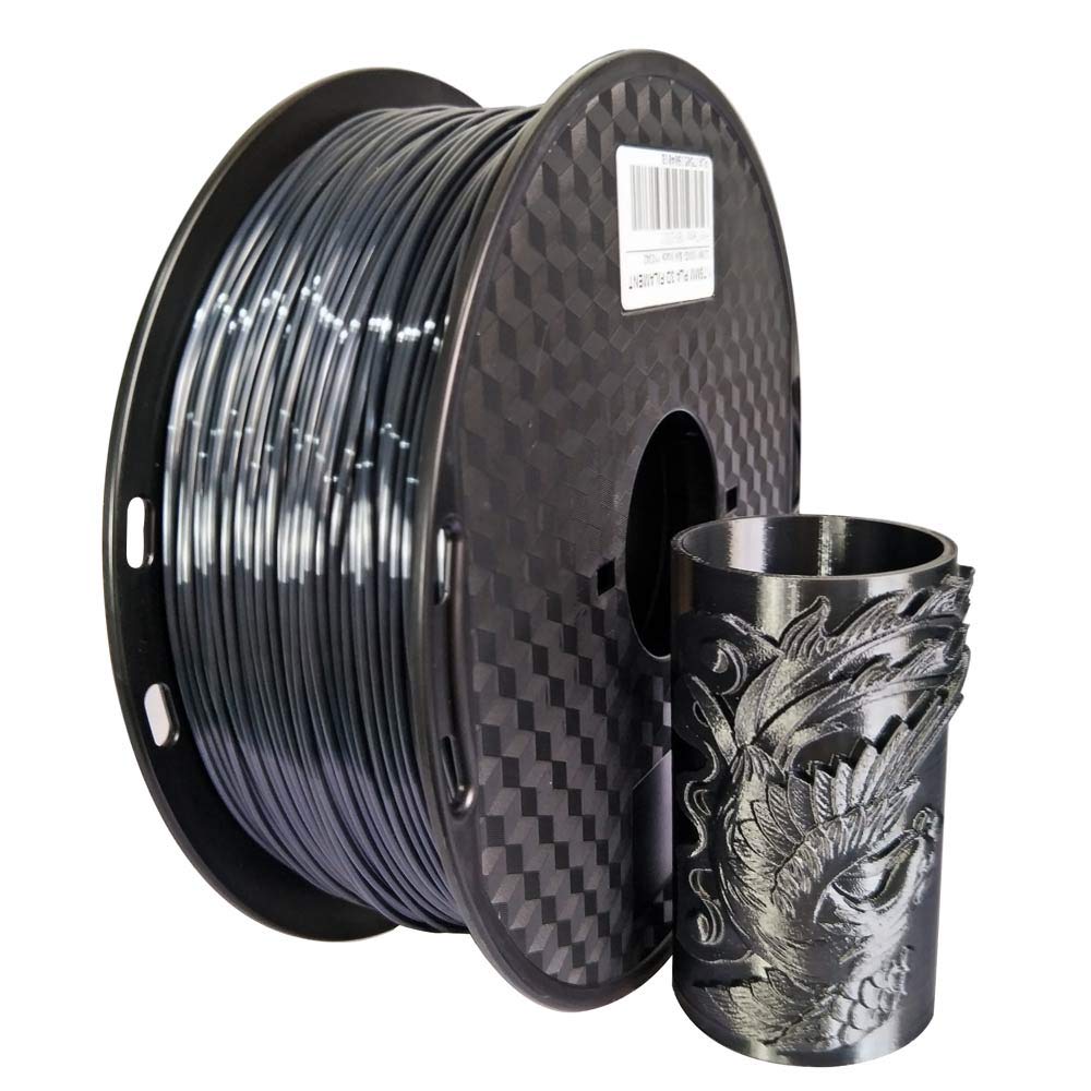 Silk Black Pla Filament 1.75Mm 1Kg 3D Printing Filament Silky Black Pla Gloss Shiny Metallic Pla Black 3D Printer Material Fdm 3