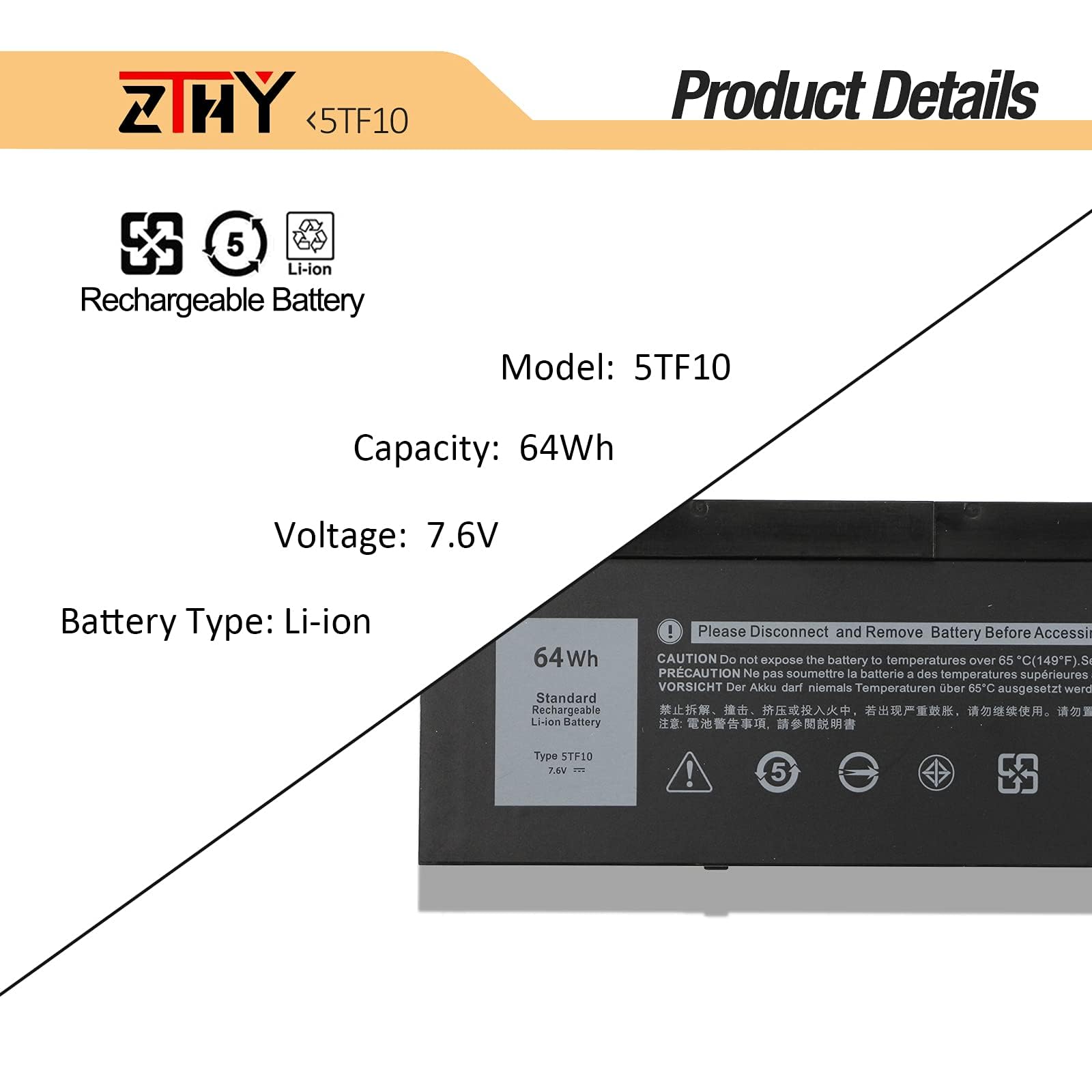 Zthy 5Tf10 Laptop Battery Replacement For Dell Precision 7730 7740 7530 7540 Series Notebook Nyfjh Ry3F9 0Ry3F9 7M0T6 Ghxky 05Tf