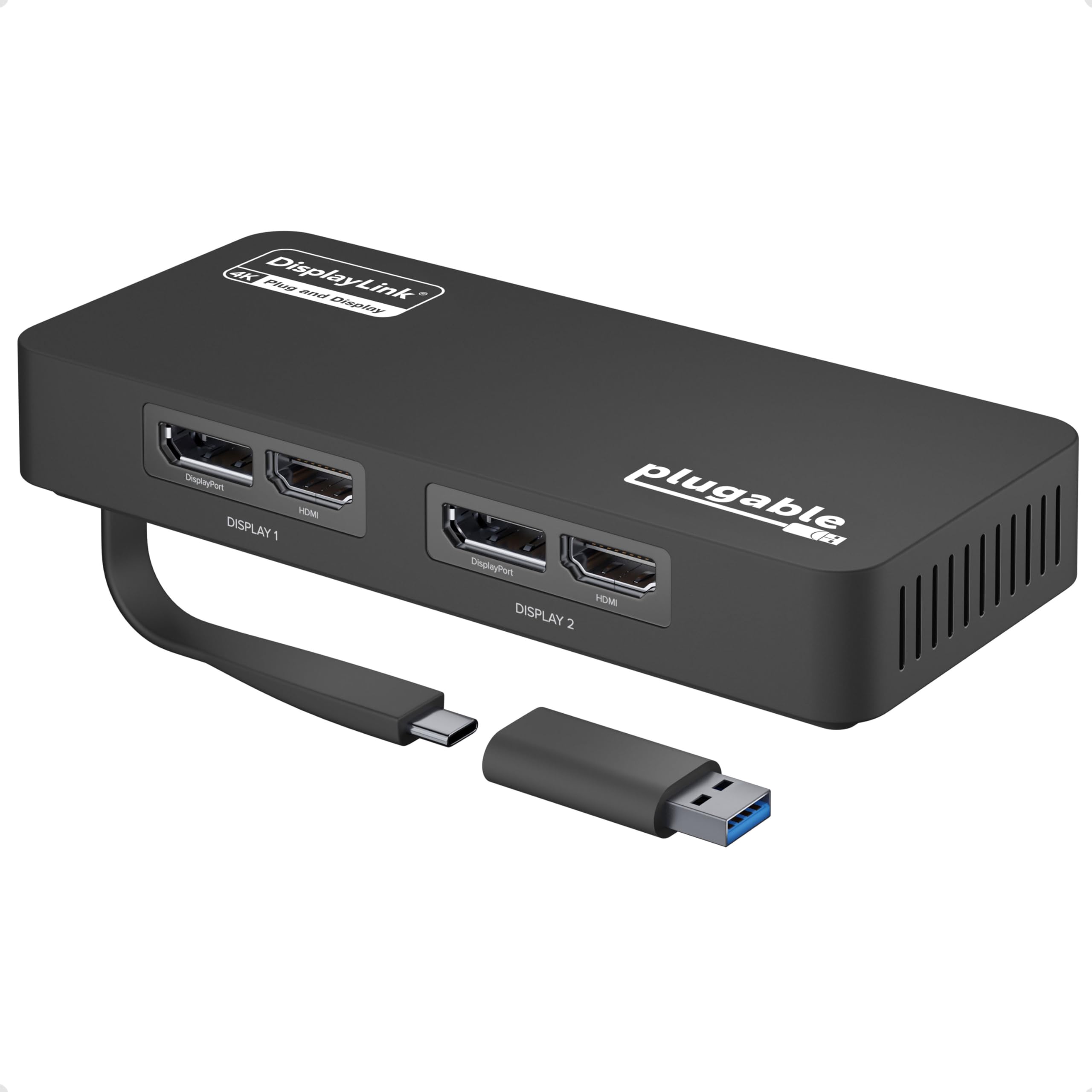 Plugable 4K Displayport And Hdmi Dual Monitor Adapter For Usb 3.0 And Usb-C, Com
