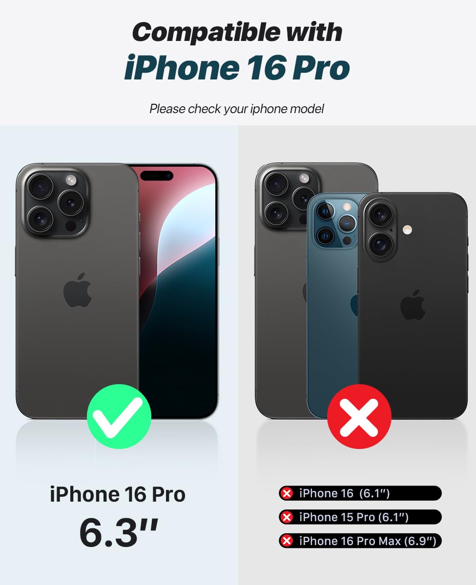 Ocase For Iphone 16 Pro Case Detachable Wallet Case With Card Holder, [2 In 1] Pu Leather Flip Folio Case With Rfid Blocking Sta