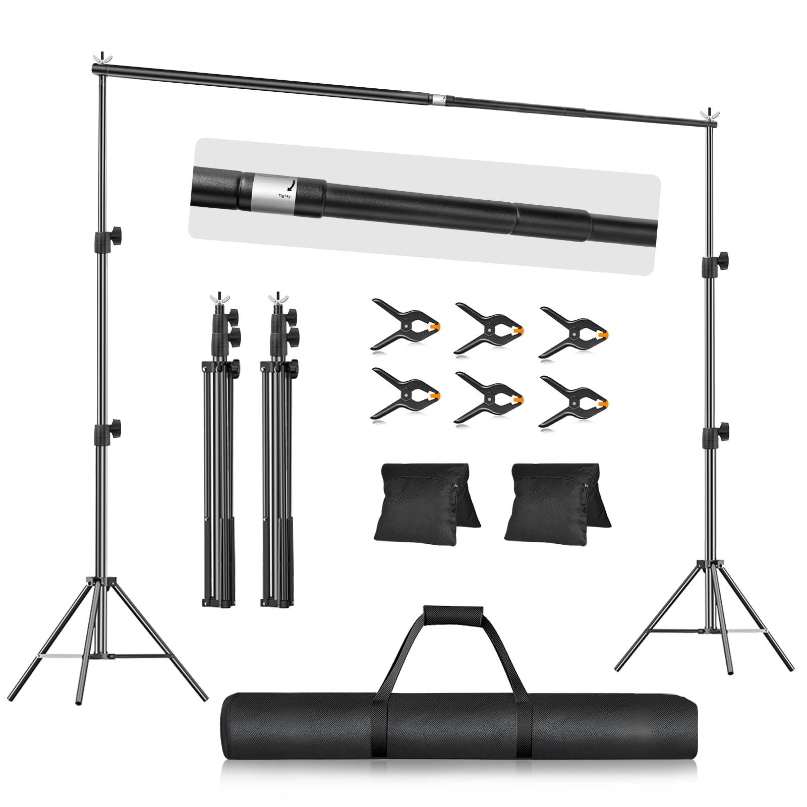 Emart 6.5X10Ft Backdrop Stand, Photo Video Studio Adjustable Heavy Duty Background Support System Kit For Photography Parties We