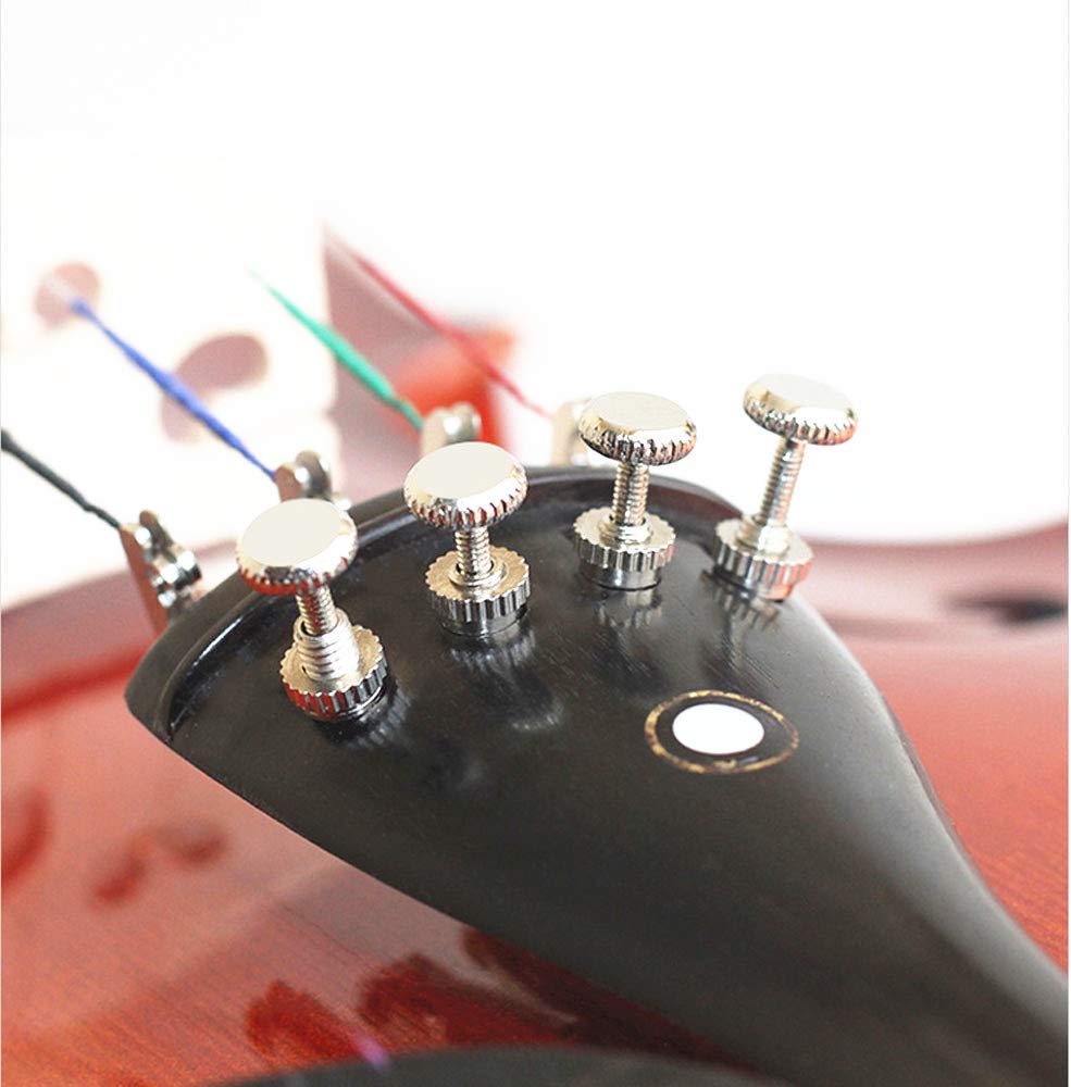 Jiayouy 4Pcs Violin Fine Tuners 3/4 4/4 String Adjuster Fine Tuner Violin Parts Silver