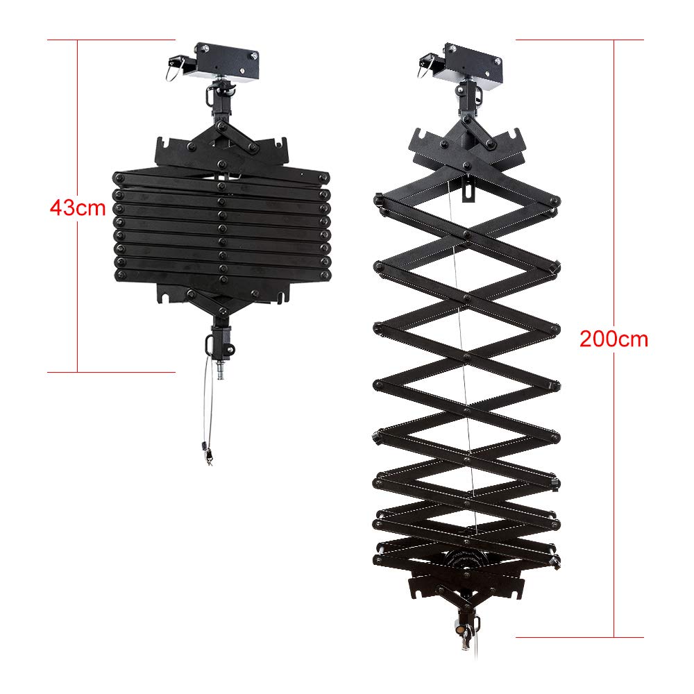Datouboss 2M Drop Pantograph For Studio Photography Ceiling Rail System Photographic Pantograph Kit With Pulley, Safety Rope Acc