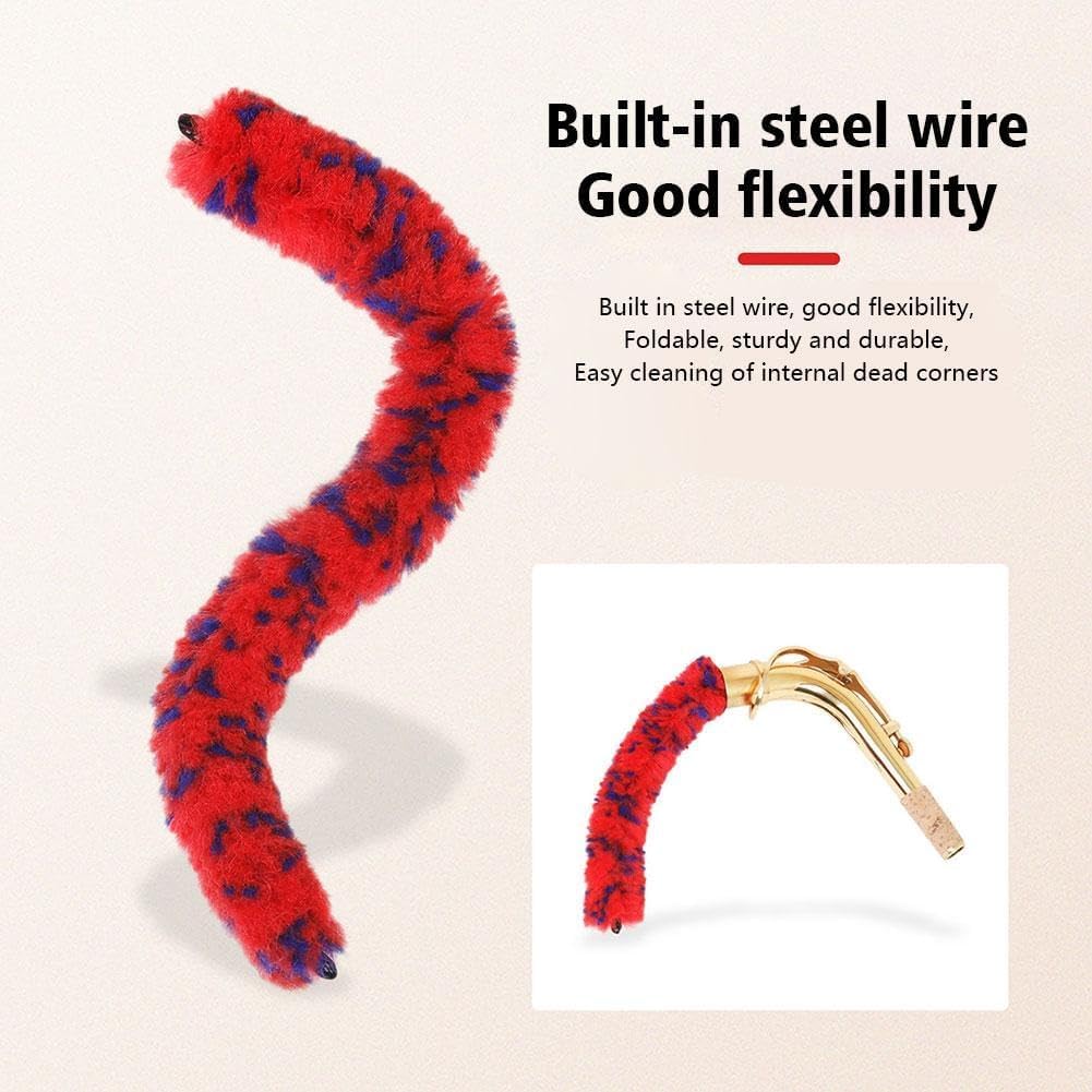 Red Saxophones Bend Neck Cleaning Brush Soft Clarinet Cleaner Microfiber Care Tool Woodwinds Neck Saver Clean Brushes For Tenor