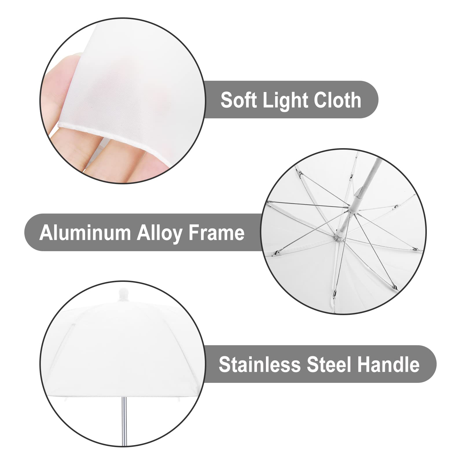 Cosmos 2 Pack Mini Photography Light Reflector Umbrella 20 Inch/ 50Cm Diameter White Translucent Soft Umbrella Photography Photo