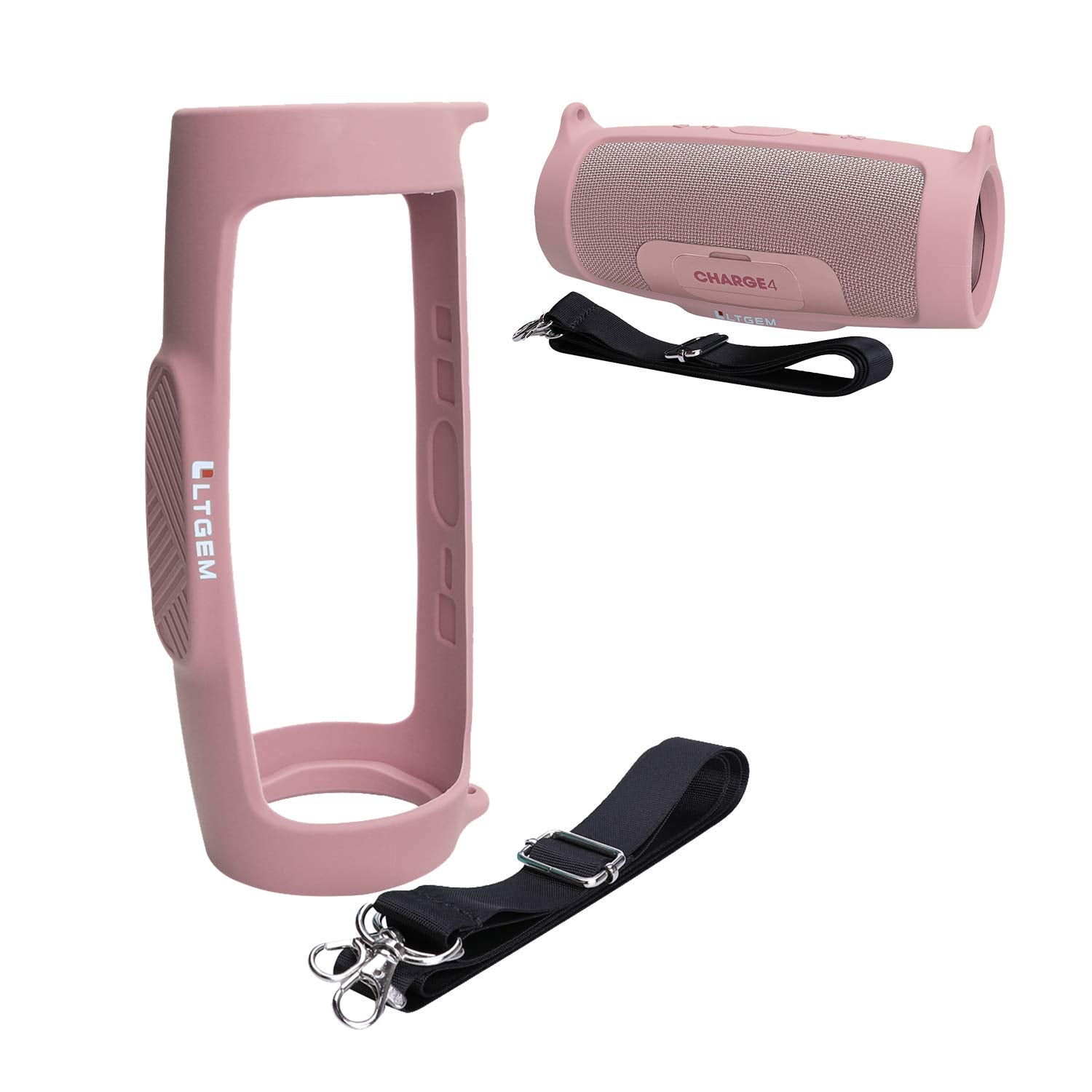 Ltgem Silicone Case Cover For Jbl Charge 4 Speaker,Travel Protective Carrying Gel Soft Skin, Waterproof Rubber Pouch With Should