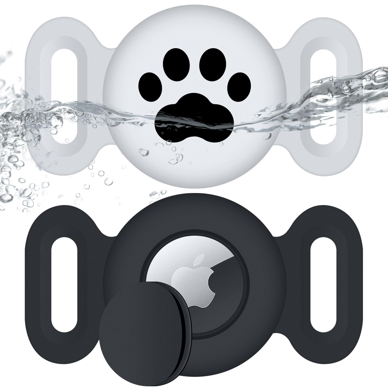 Szjcltd Waterproof Airtag Dog Collar Holder (2 Pack), Protective Anti Lost Airtag Case For Gps Dog Tracker, Silicone Airtag Cat