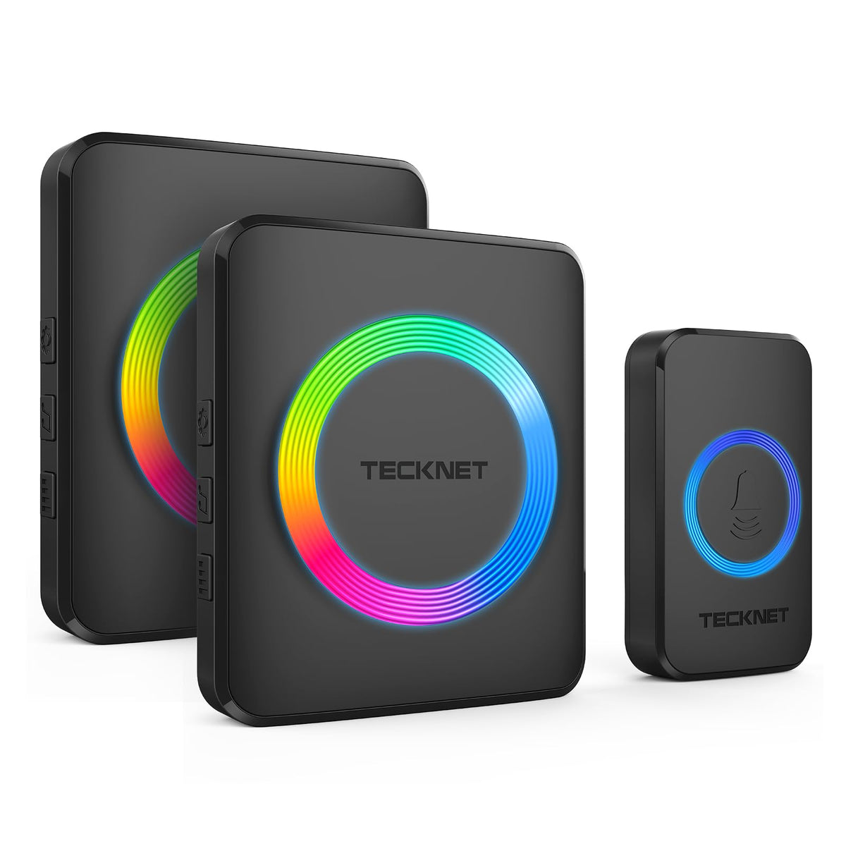Tecknet Wireless Doorbell With 2 Plug In Receivers, Ip65 Waterproof Doorbells For Home With Rgb Light, 1300Ft Operating Range, 6
