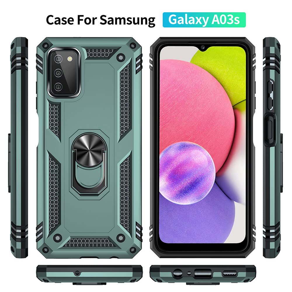 Yiakeng Samsung A03S Case, Galaxy A03S Case With Hd Screen Protector, Military Grade Protective Cases With Ring For Samsung Gala