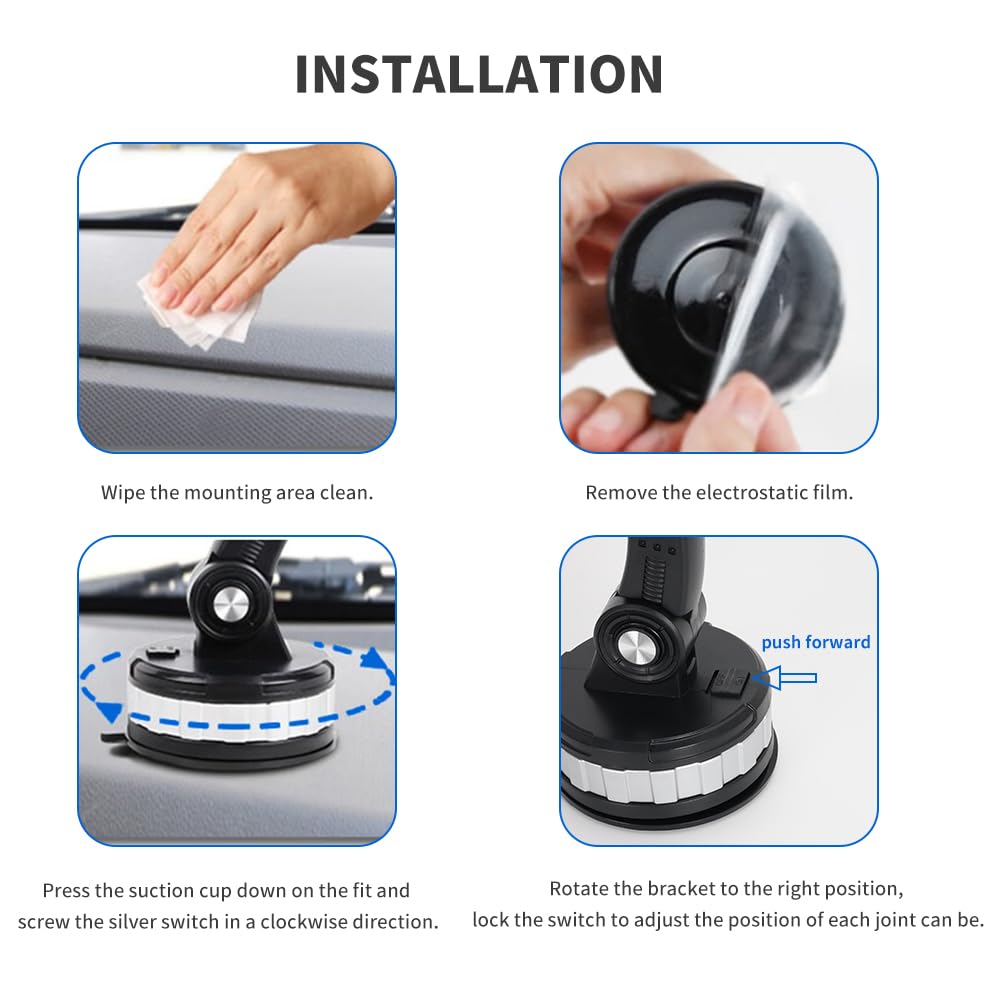 Fancial Car Phone Holder Mount, Suction Cup Cell Phone Holder Stand, Universal Dashboard/Windshield/Window Phone Holder One Butt