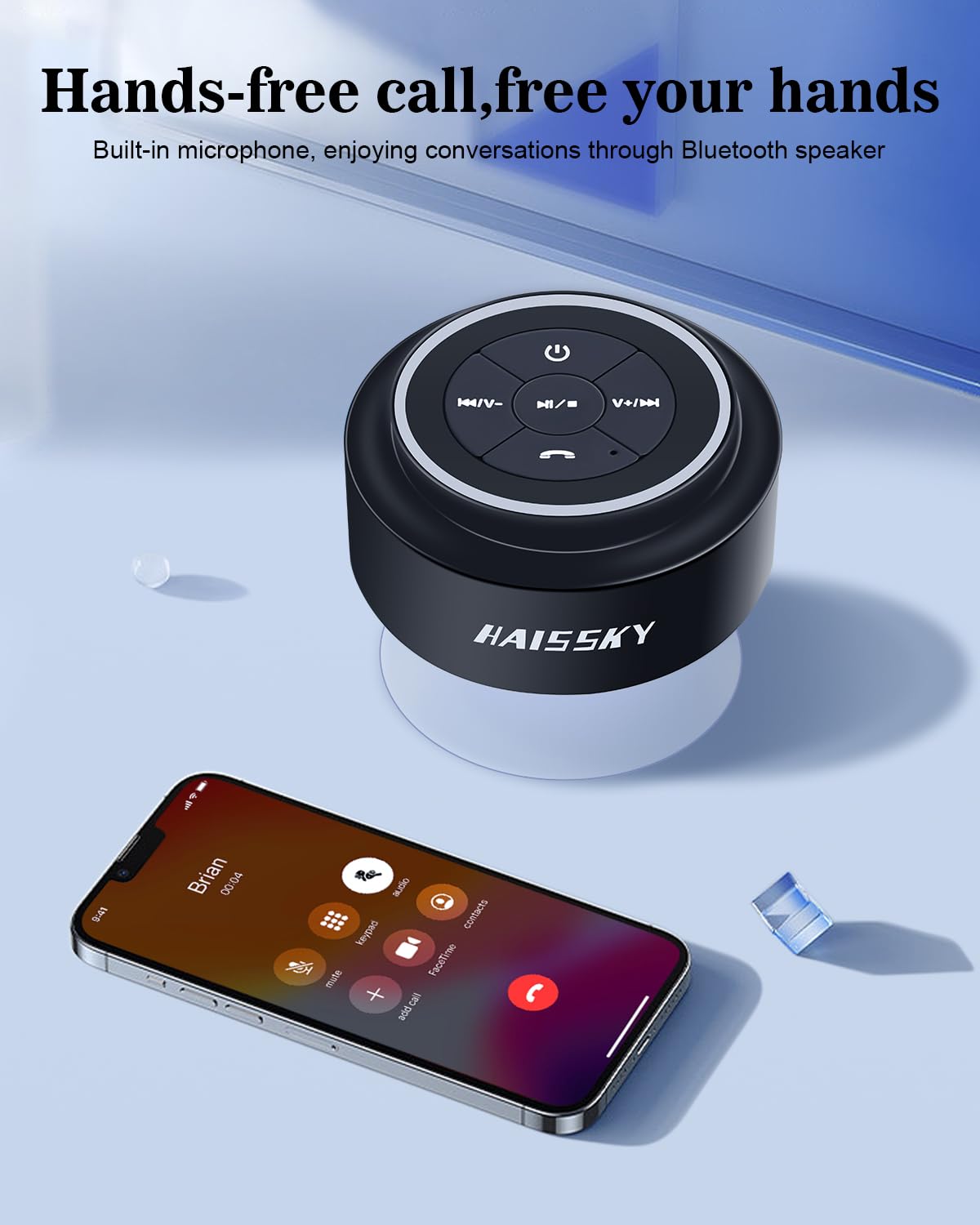 Nitmtyou Shower Speaker Bluetooth Waterproof, Portable Wireless Waterproof Speaker For Pool, Floating Ip67 Bathroom Speaker With