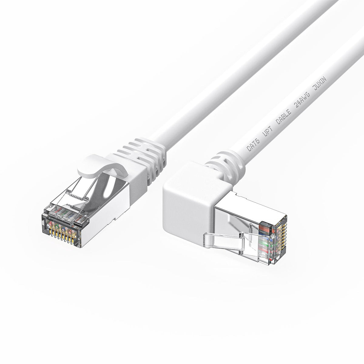 Juxinice Cat6 Ethernet Calbe 90 Degree Rightangle Downward White Ethernet Cable Right Angle Rj45 Cat 6 Ethernet Patch Cable High Speed Network Patch Cable  30Feet