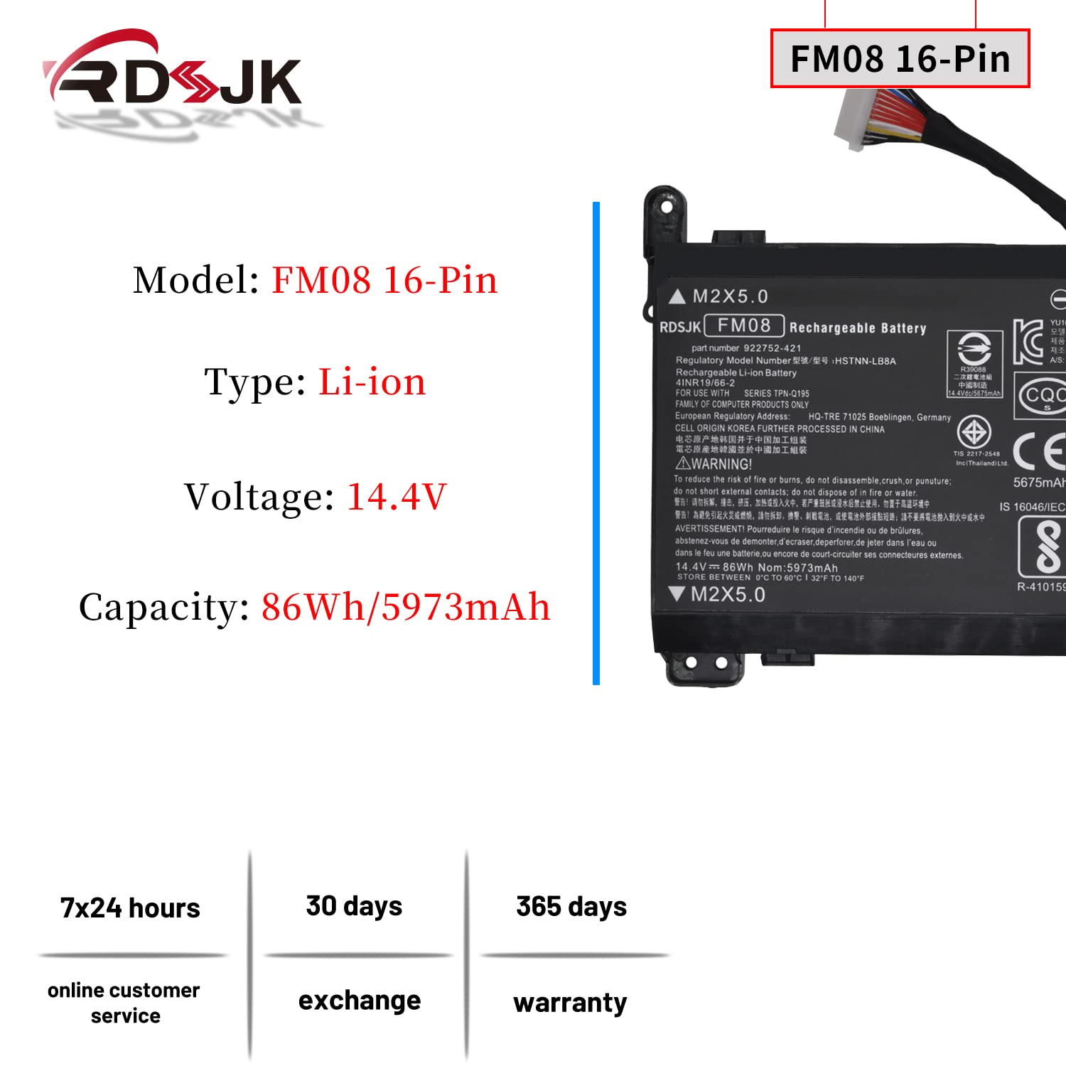 Fm08 Laptop Battery For Hp Omen 17 An008Ca 17 An013Tx 17 An014Tx 17 An014Ng 17 An020Ca 17 An030Ca 17 An124Cl Hstnn Lb8B 922752 4