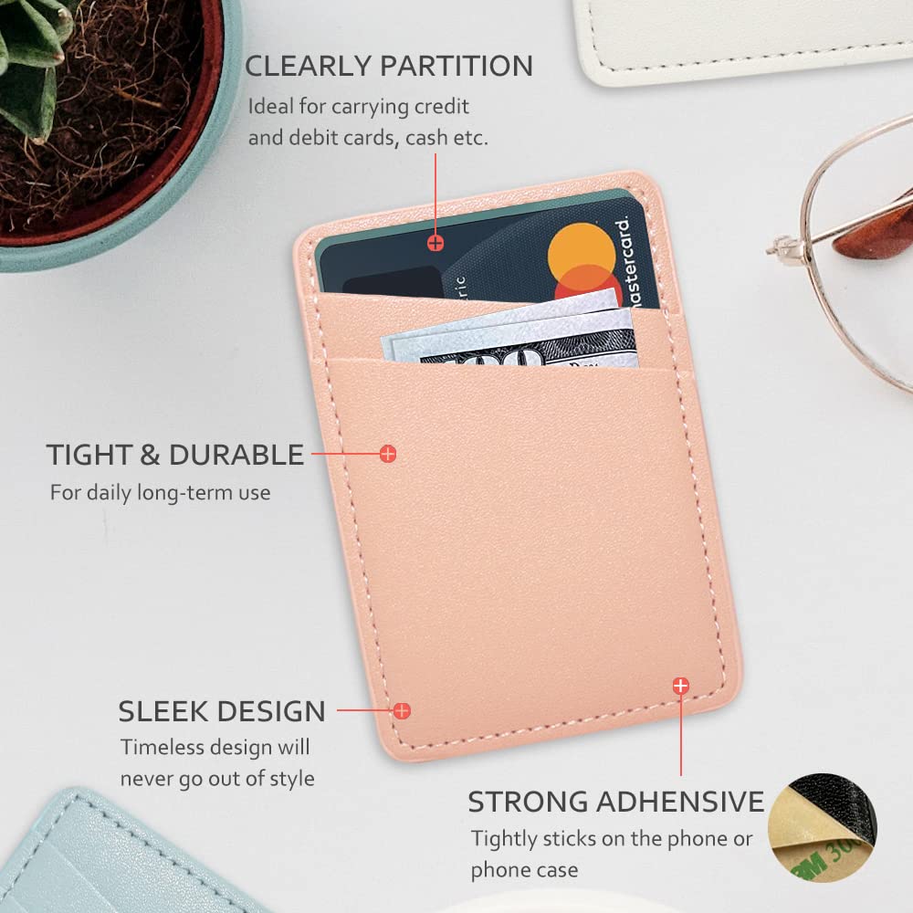Limvory Phone Wallet, Leather Phone Card Holder Adhesive Stick On Credit Card Pocket For Back Of Phone Case For Iphone And Andro