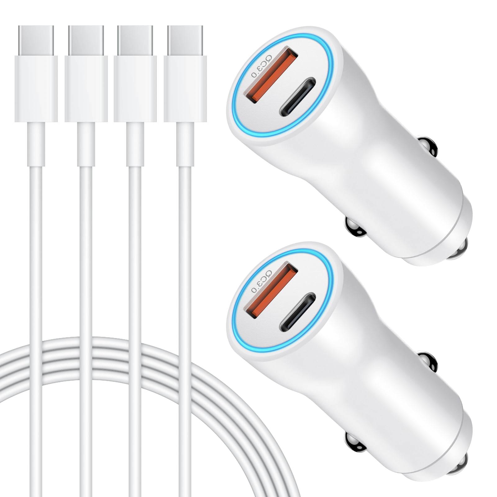 Usb C Car Charger For Iphone 16 15, [Apple Mfi Certified] 43W Fast Charging Usb C Car Charger With 3.3 Ft Usb C To Usb C Cable,