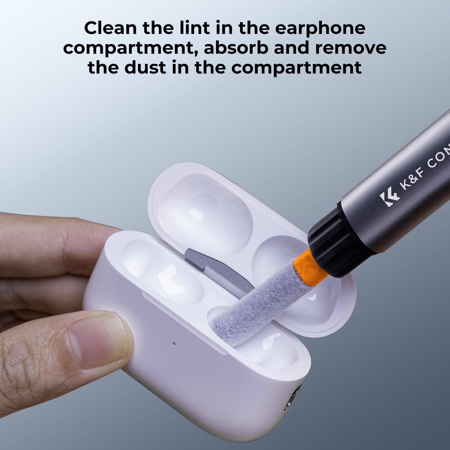 K&F Concept Multifunctional Lens Cleaning Kit, Aluminium Alloy Lens Cleaning Pen*1 + Airpods Stripper*3 + Flocking Sponge*3 For