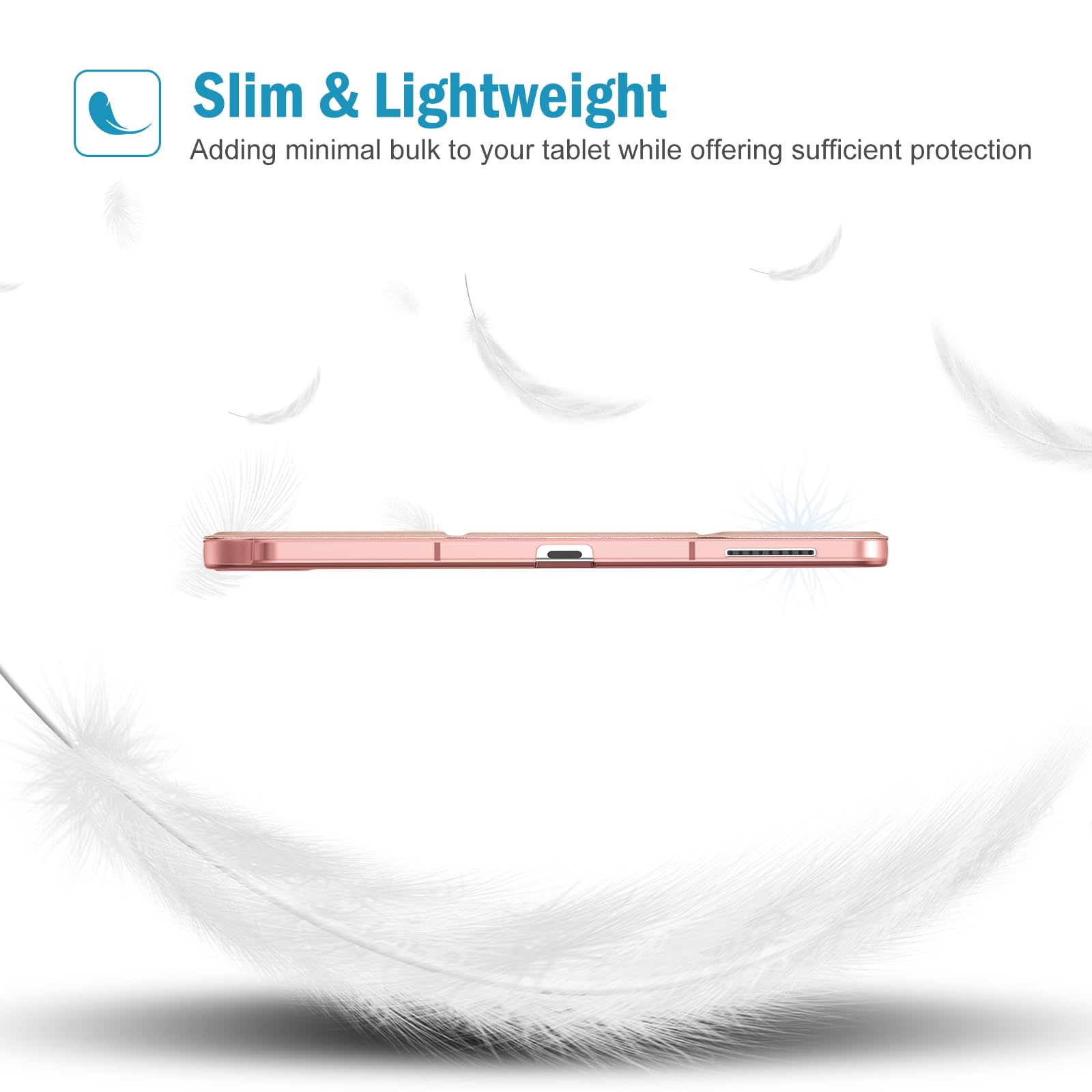 Procase Cover For Galaxy Tab S6 Lite 10.4 Case 2022 2020 With S Pen Holder(Sm P613/P619/610/P615/P617), Slim Trifold Stand Folio Case Soft Tpu Translucent Back Cover Support Auto Wake/Sleep  Rosegold