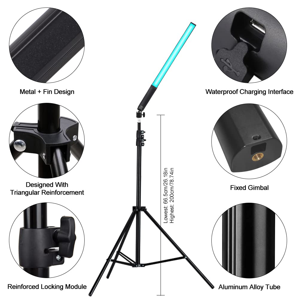 Led Light Sticks Rgb Light Wand, Photography Light Stick Led Video Lighting Kit 9 Color Modes, With 26.2'' To 78.7'' Tripods, Ad