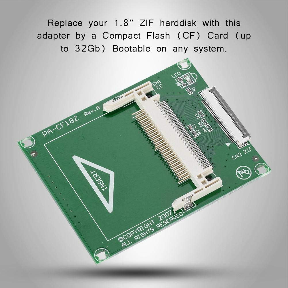 Cf Card To Zif Ce Adapter Card, 1.8 Inch 50 Pin Compact Flash Cf Memory Card To Zif/Ce Adapter, Ssd Adapter Card, No Noise And L