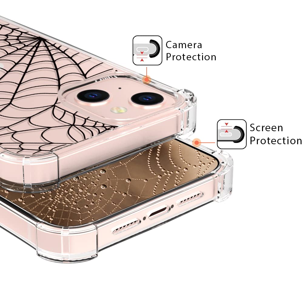 Yespure Iphone 13 Case,Iphone 13 Halloween Case,Crystal Clear Soft Tpu With Spider Web Pattern Design Halloween Phone Case For B