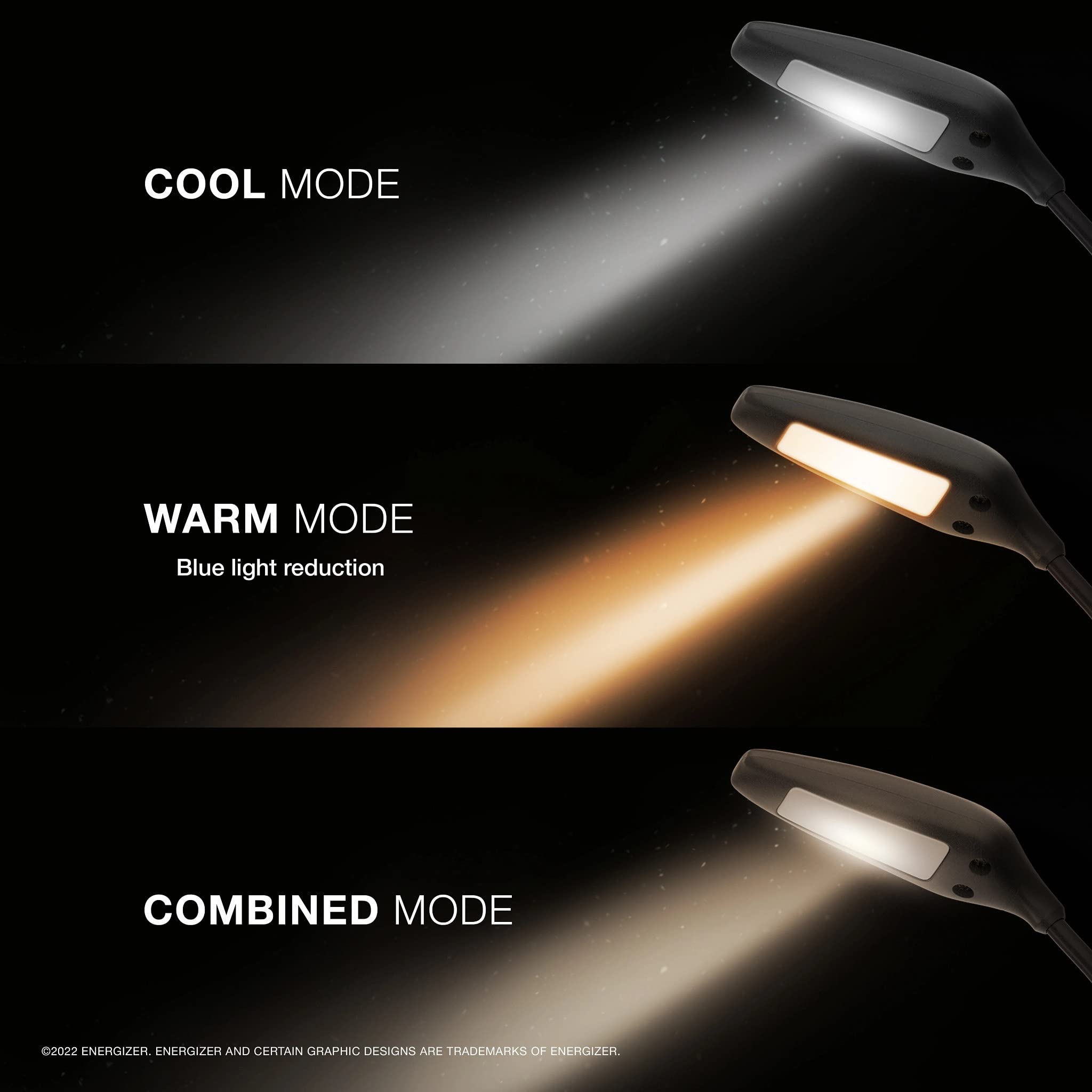 Energizer Rechargeable Led Book Light Flex, 3 Modes, Warm Light Clip On Reading Light With Flexible Neck For Reading In Bed (Usb