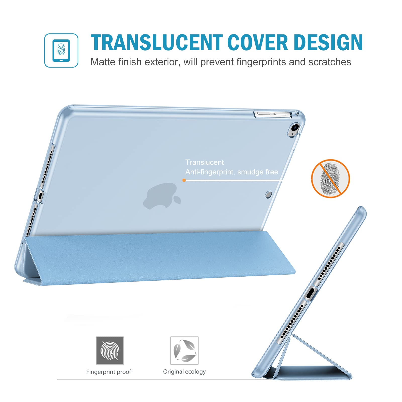 Procase Smart Case For Ipad 9.7 Inch Ipad 6Th 5Th Generation Cases, Ipad Air 2, Ipad Air Case, Slim Soft Tpu Cover Stand Smart Case For Ipad 9.7 2018 2017 Model Ipad Air 2 Air 1  Skyblue