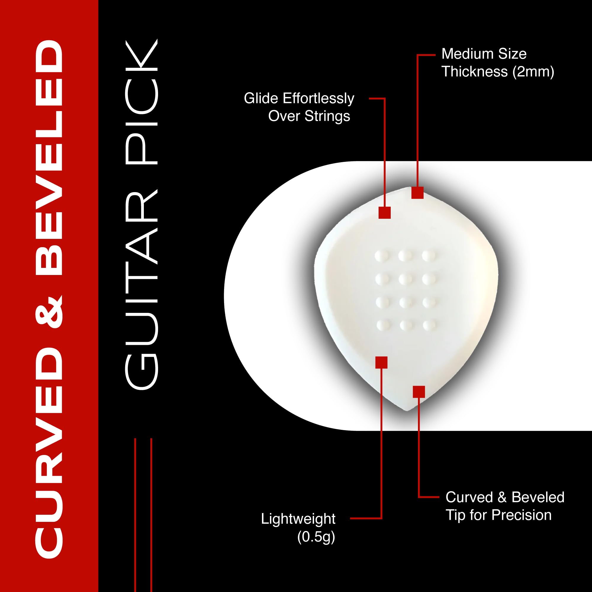 Acoustik Attak Stealth Structured Guitar Pick   Small Beveled Guitar Picks, Unique Tone (10 Pack, White)