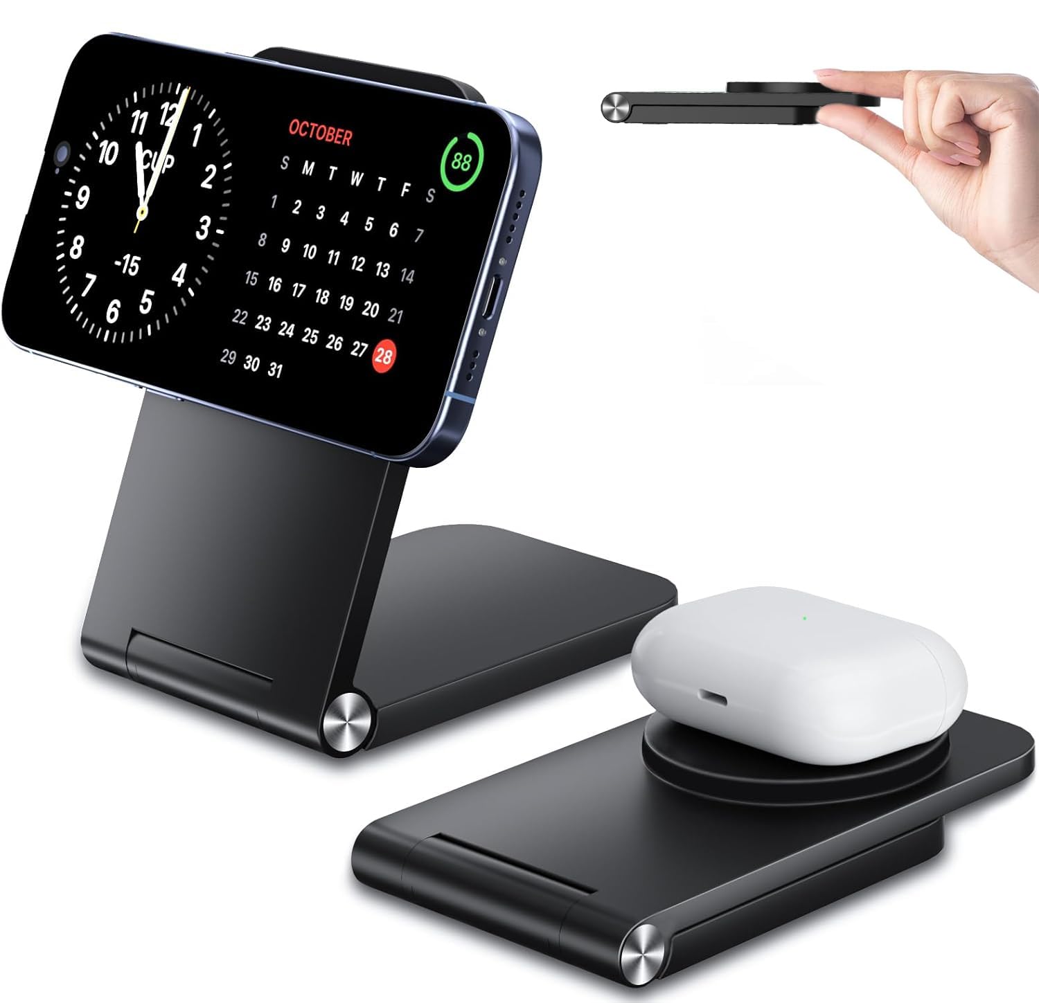 Wireless Charger, Magnetic Foldable Travel Fast Charging Station Stand For Iphone 16 15 14 13 12 Series, Iphone Wireless Mag-Saf