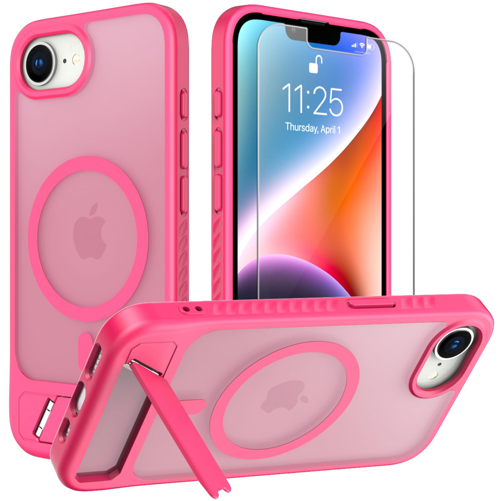 For Iphone 16E Case: [Fit For Magsafe] Strong Magnetic & Invisible Stand, Military-Grade Drop Protection With Screen Protector, 