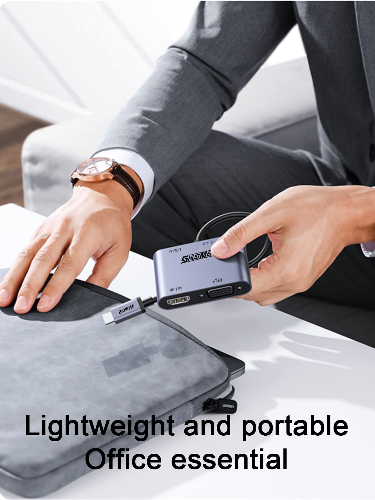 5 In 1 Usb C Hub, Usb C To Vga Hdmi Multiport Adapter, 4K Hdmi, Vga, 100W Pd, Usb 3.0, Audio Jack, Compatible With Switch, Steam