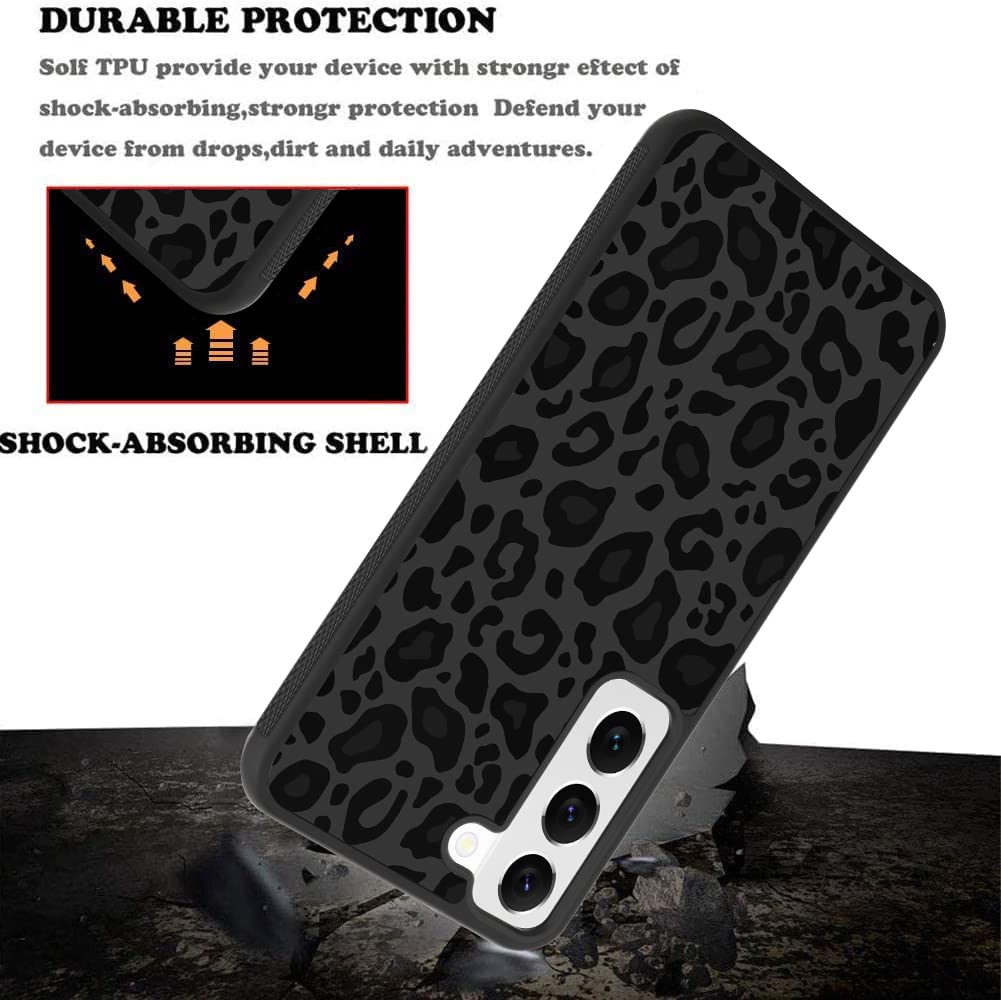 Kanghar Case Compatible With Galaxy S23 5G,Black Leopard Design,Tire Texture Non Slip +Shockproof Rugged Tpu Protective Case For