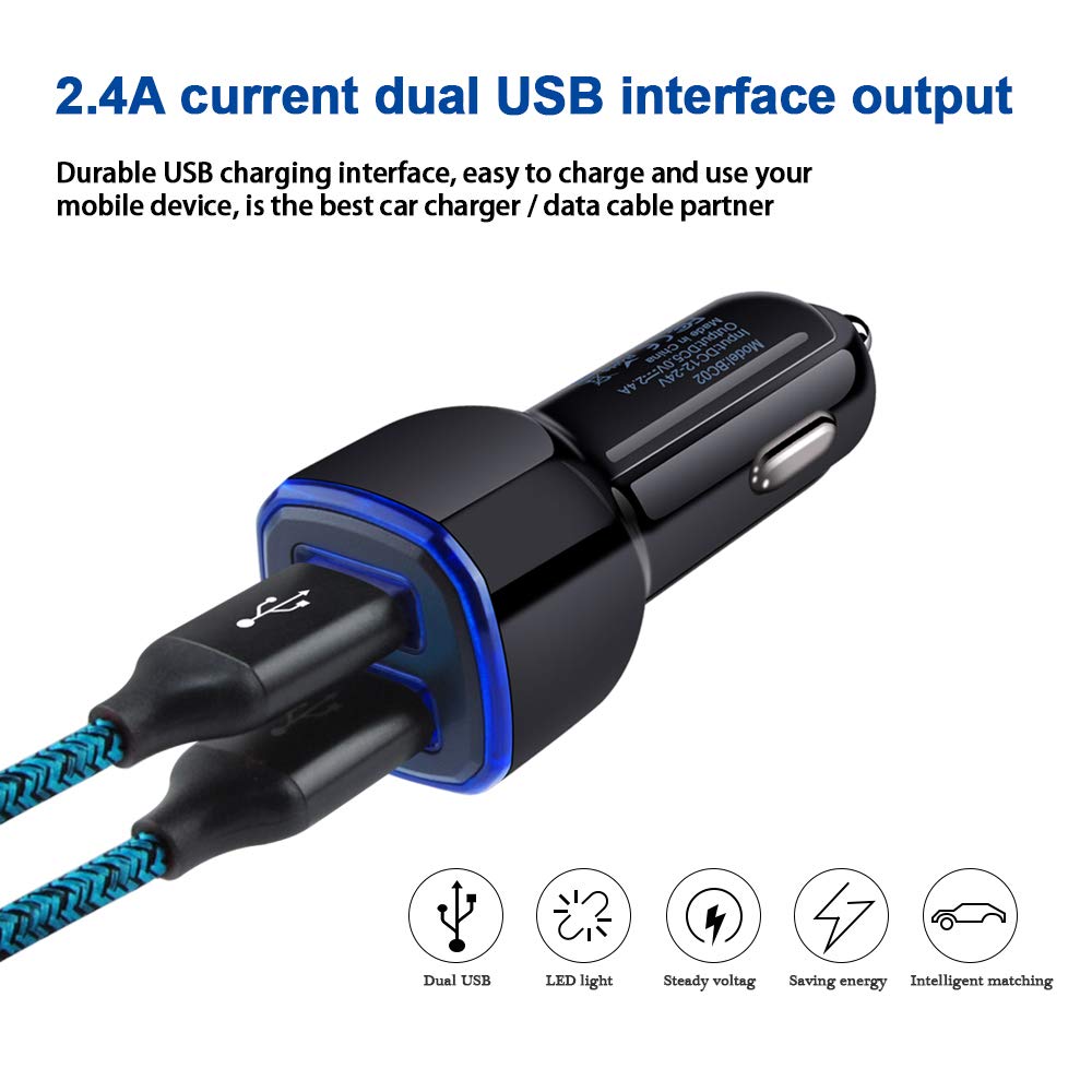 Dual Usb Car Charger, Wall Plug With 2 Pack Type C Cable For Samsung Galaxy A50 A20 S21 S21+ S20+ Ultra S10 Note 20 Ultra 10 A51
