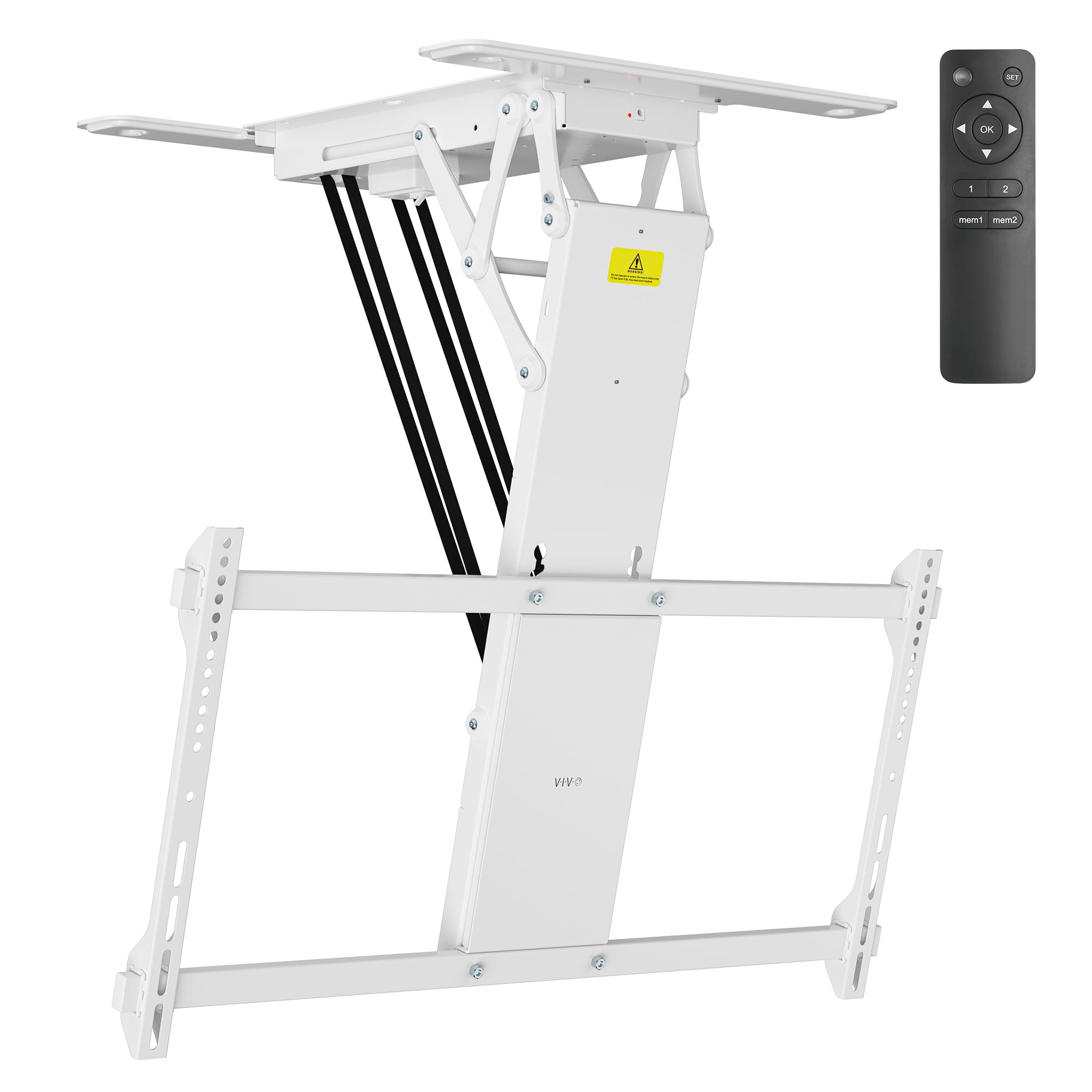 VIVO Electric TV Ceiling Mount for 40 to 85 inch Screens, Large Flip Down Motorized Pitched Roof VESA Mount, Master Pack, White, MOUNT E FD85W
