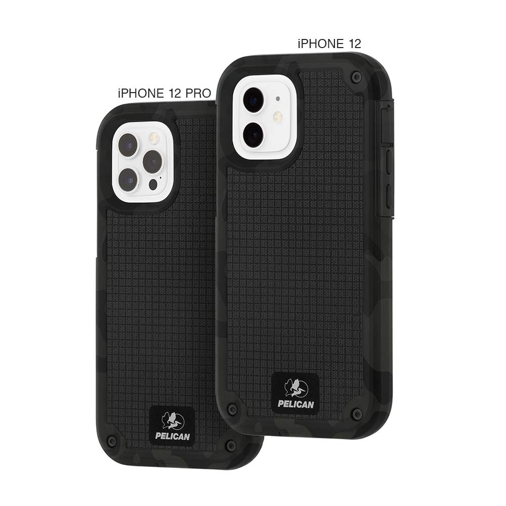 Pelican G10 Series iPhone 12/12 Pro Case - 21ft Drop Protection, Impact Polymer, Gray Camo, Belt Clip, Kickstand