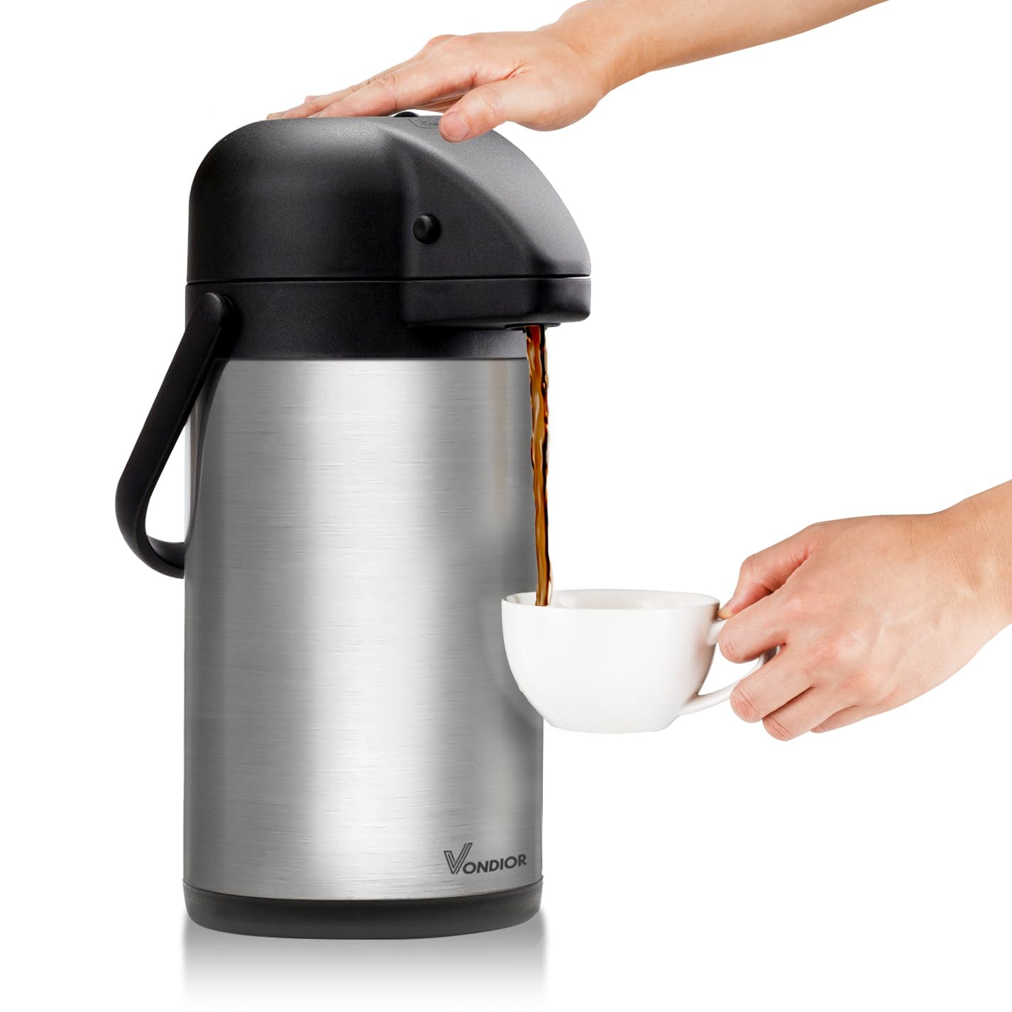 64 Oz Airpot Coffee Dispenser With Pump, Insulated Thermal Coffee Carafe   Stainless Steel Hot Beverage Dispenser   Thermos Urn