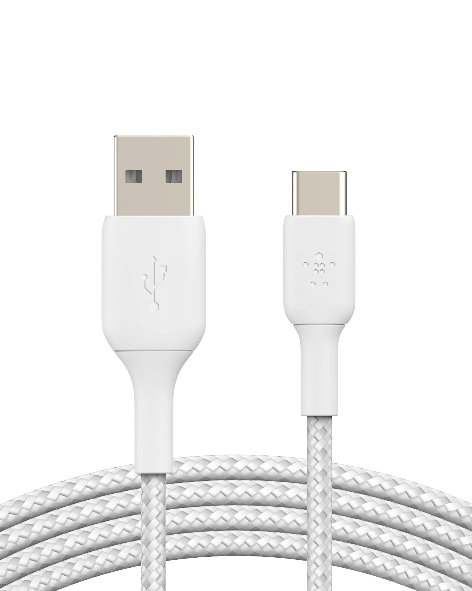 Belkin BoostCharge Braided USB C to USB A Cord (1M/3.3ft) for iPhone 16 Series, Samsung Galaxy S25 Series, Note20, Google Pixel 9 & 8, iPad Pro, Nintendo Switch, Carplay, & More   White