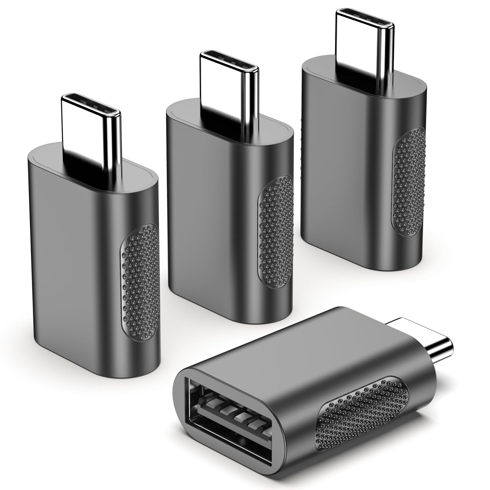 POHFP USB to USBC Adapter, USB A to USBC Converter, 4 Pack, Black