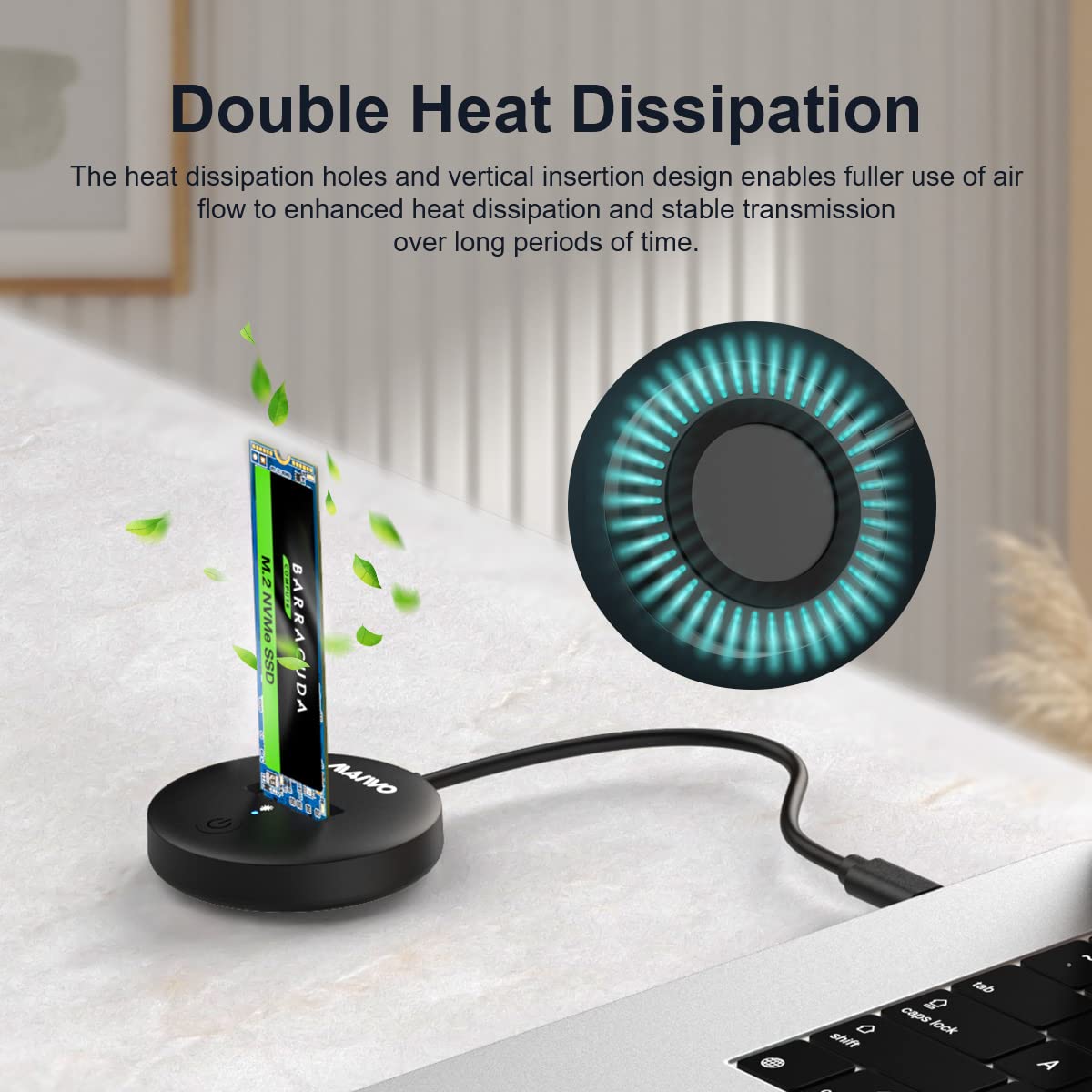 Maiwo M.2 Nvme Ssd Docking Station, M.2 Pcie Ssd Dock To Usb C Adapter, Usb3.2 Gen2X1 10Gbps Speed With Uasp Trim, 4Tb Capacity, Tool Free M.2 Enclosure Case, Plug And Play