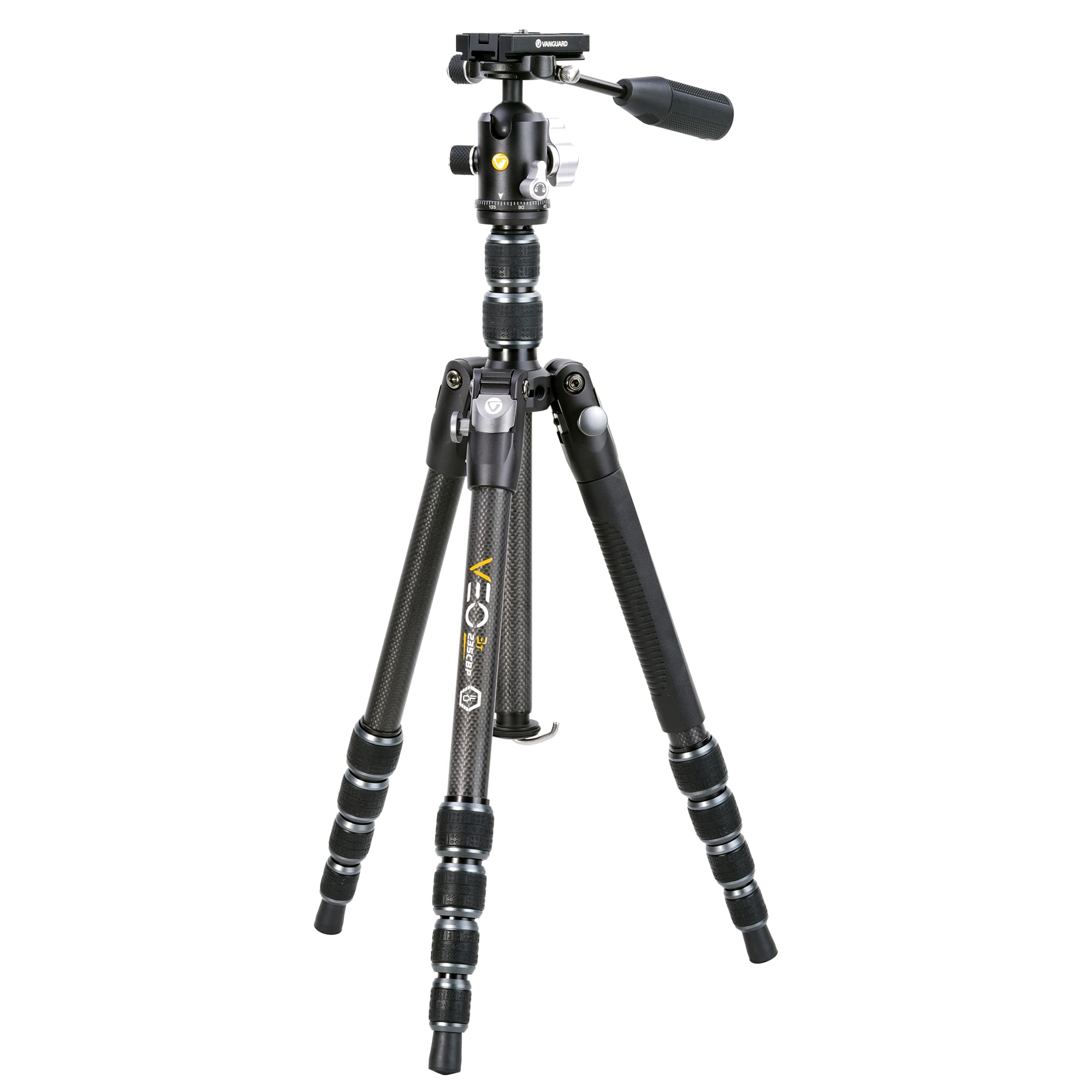 Vanguard Veo3T235Cbp Carbon Fiber Travel Tripod With Ball Head, Removeable Pan Handle, And Quick Shoe With Built In Smartphone Holder