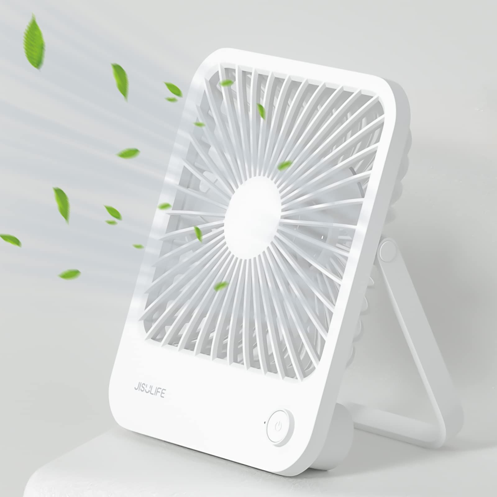 Jisulife Desk Fan Battery Rechargable Fan,4500Mah 180Foldable Portable Personal Fan, 4 Speeds Adjustable Long Battery Life For H