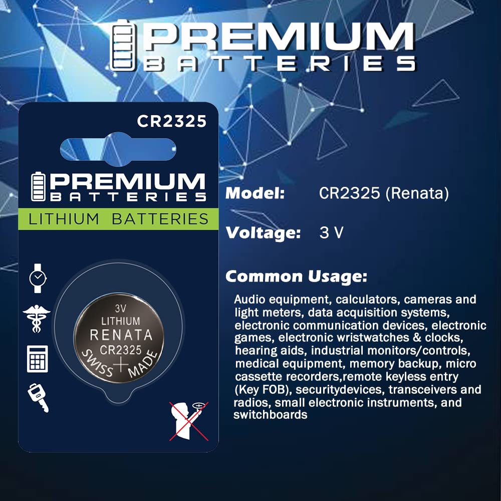 Premium Renata Cr2325 Lithium 3V Coin Cell   Swiss Engineered High Capacity Batteries (6 Pack)