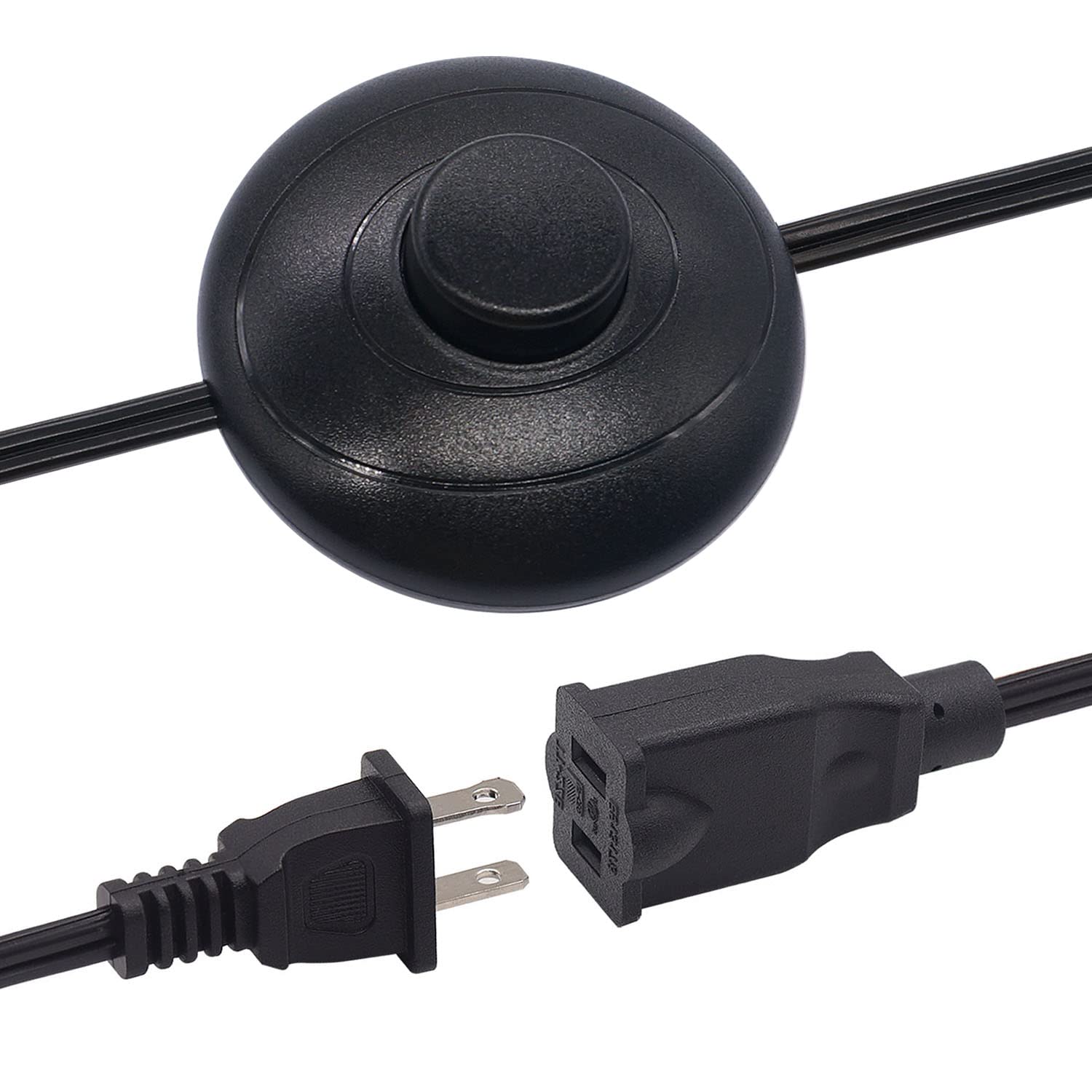 Weideer Floor Foot Pedal Switch With Extension Cord 18Awg 6Ft 2 Outlet Plug Cable Inline Push Switch On Off Lamp Foot Switch Chr