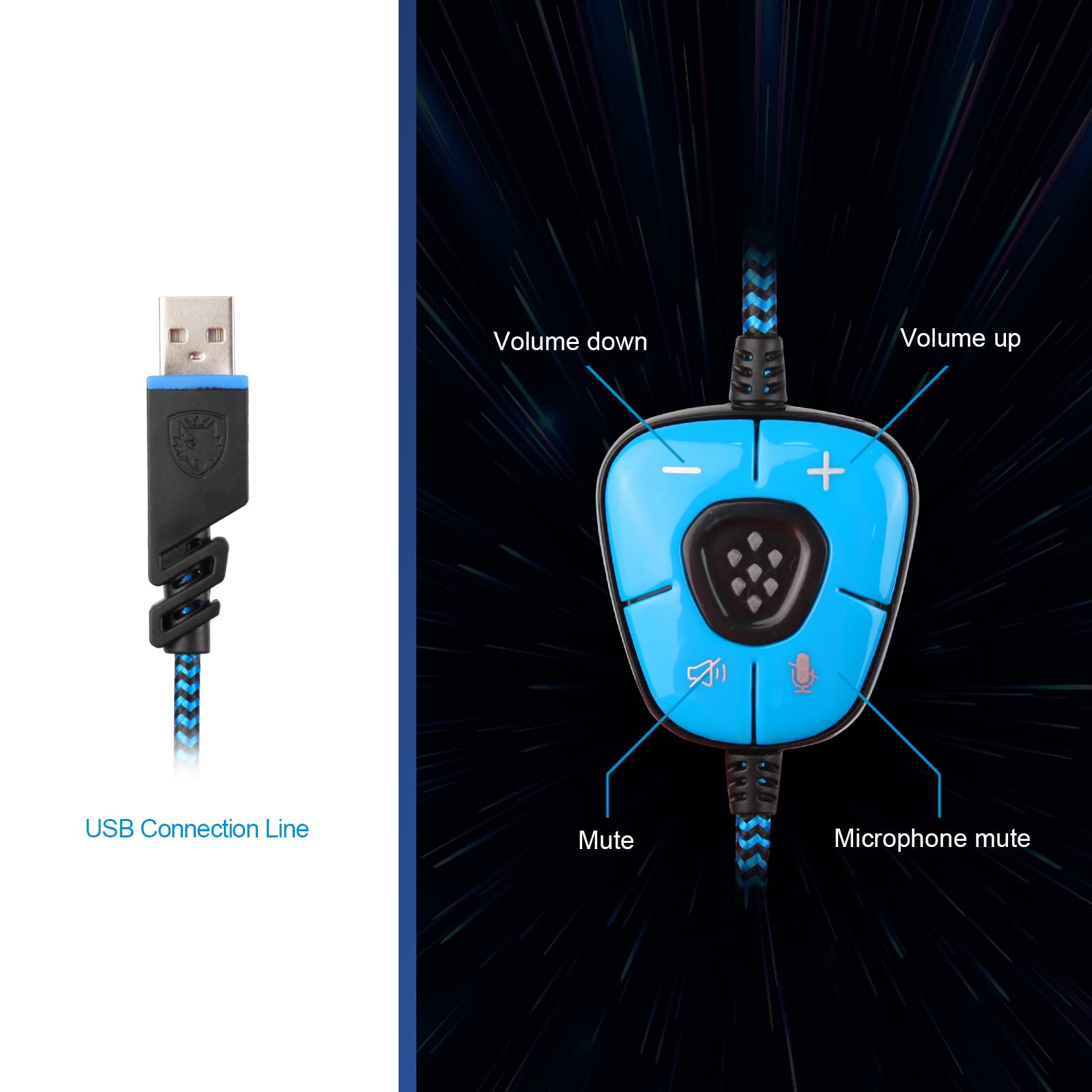 Sades Sa902 Stereo Gaming Headset 7.1 Usb Surround Sound Pc Headsets Over Ear Gaming Headphones With Microphone Led Light Black