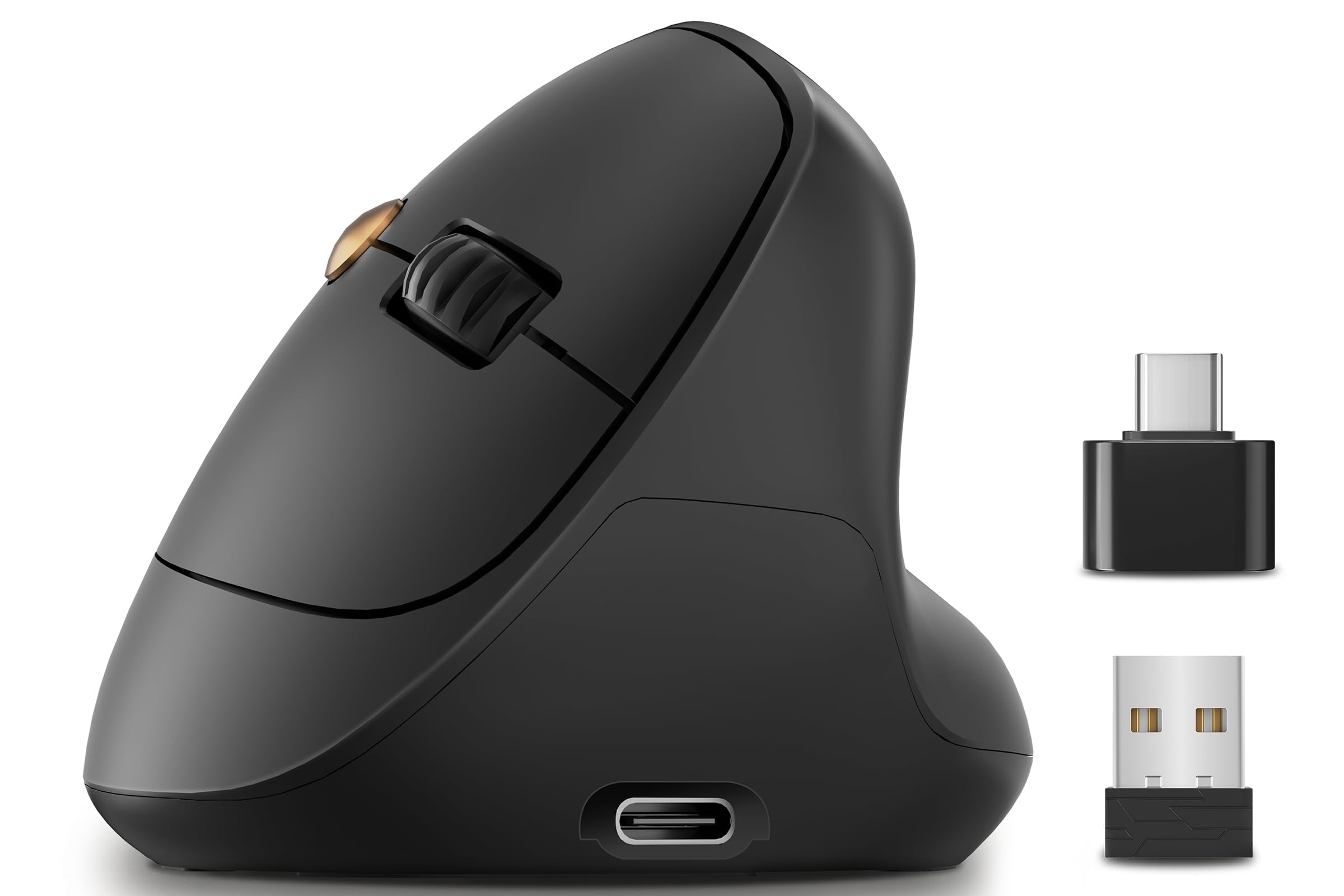 Luhaso Ergonomic Vertical Wireless Mouse, 57, Small/Medium Hands, Black
