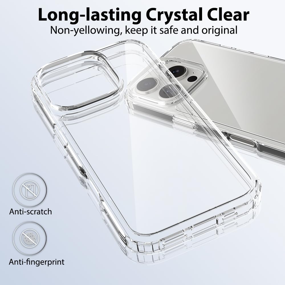 Pinlisheng Crystal Clear For Iphone 16 Pro Case [Military Grade Protection] Shockproof Protective Hard Back Slim Iphone 16 Pro P