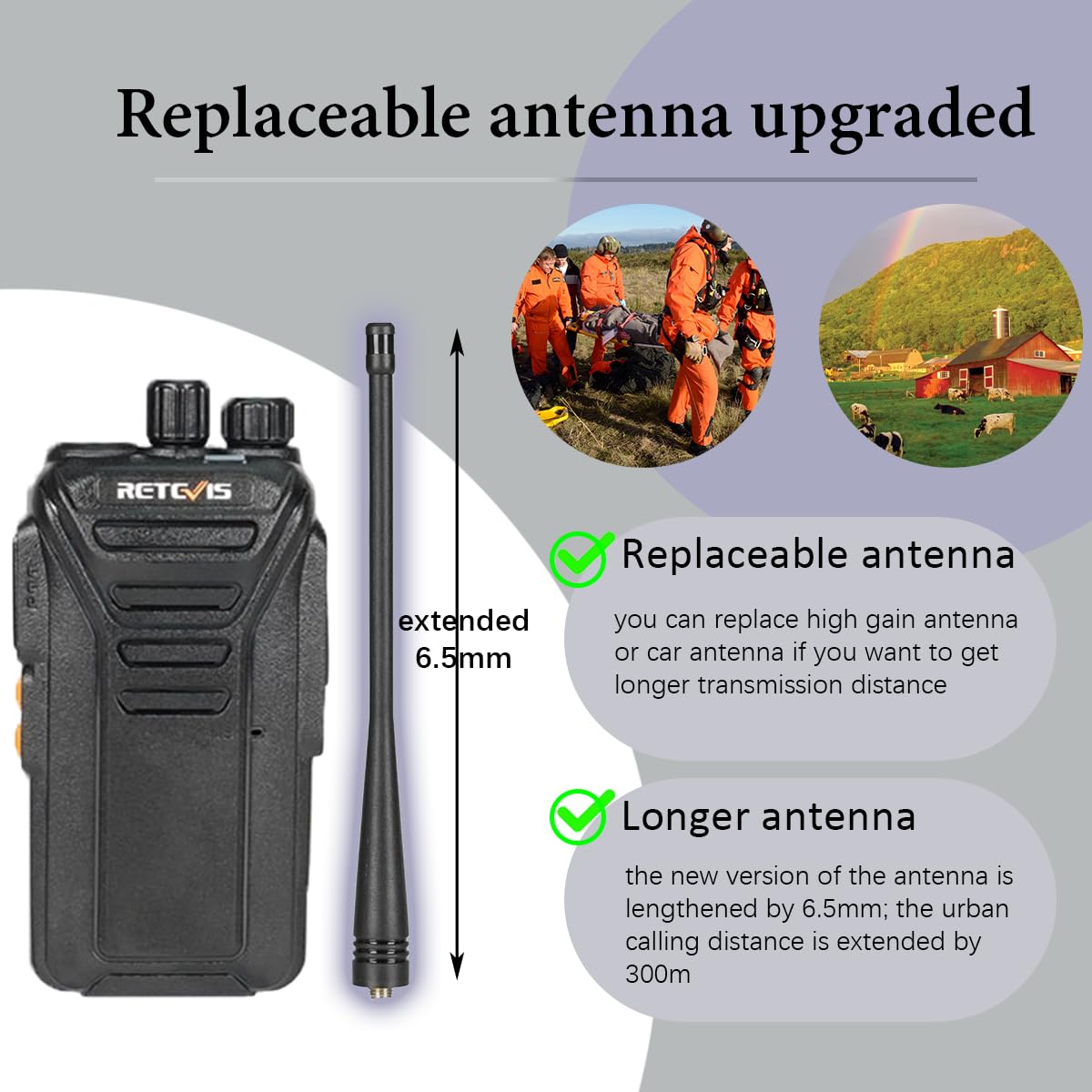 Retevis Rt27V Murs 2 Way Radio, Walkie Talkies Rechargeable, Long Range, Multi Unit Charger, License Free, Rugged, Two Way Busin