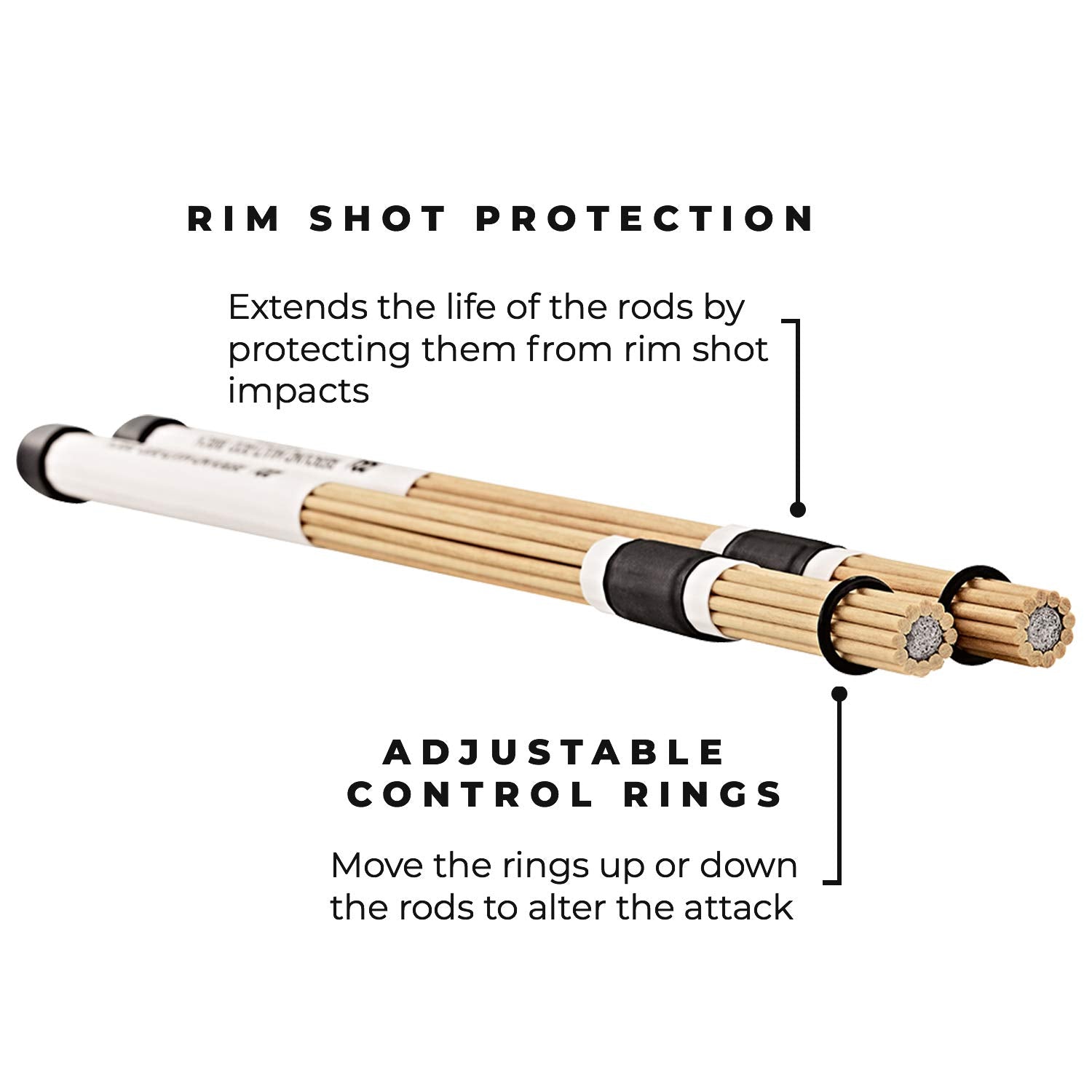 Meinl Stick & Brush Rebound Multi Rod Birch Dowels With Foam Core And Adjustable Rings   Creates A Focused Attack (Sb208)