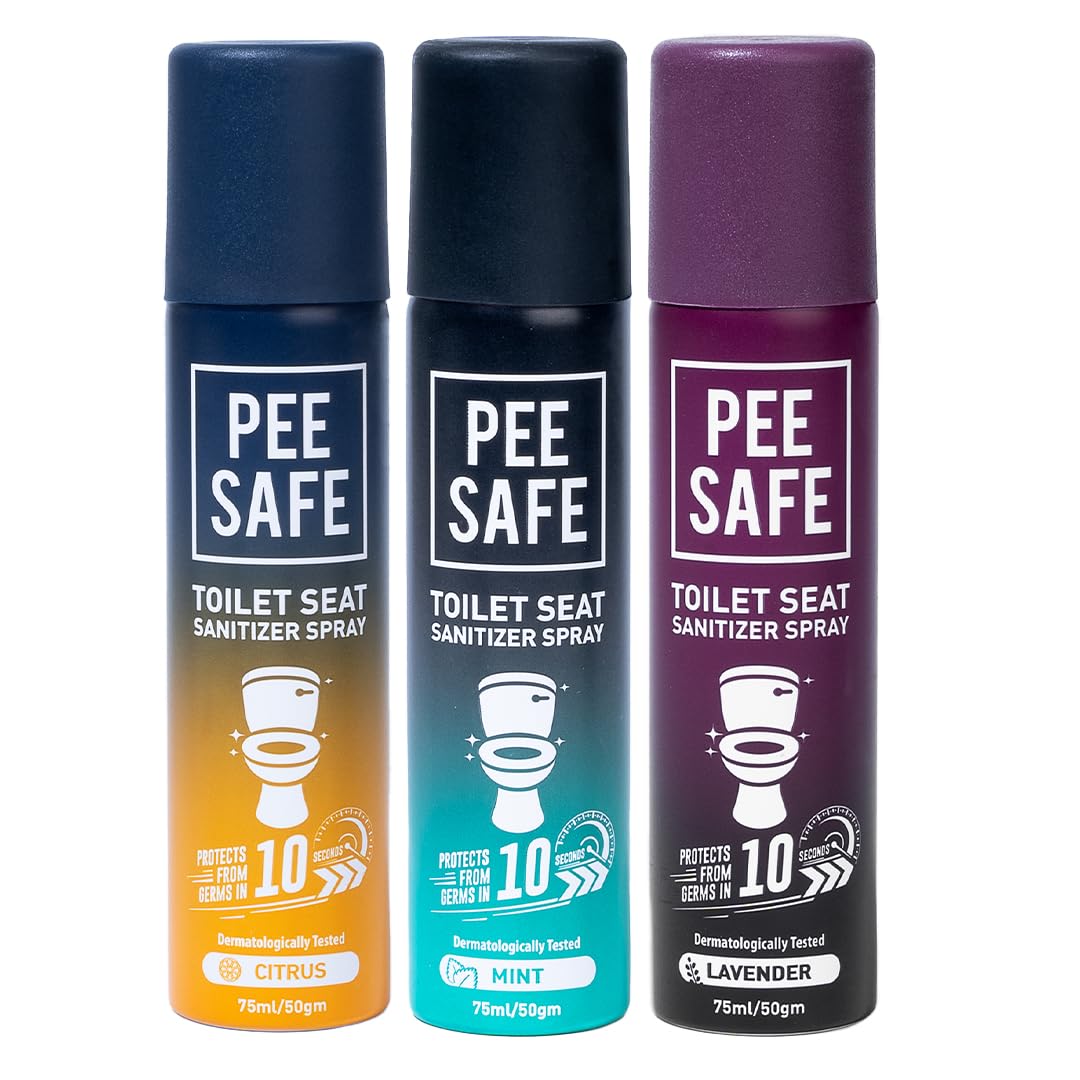 Pee Safe Toilet Seat Sanitizer Spray 75 Ml (Mint, Lavender, Citrus, Pack Of 3) | Reduces The Risk Of Uti & Other Infections | Pr