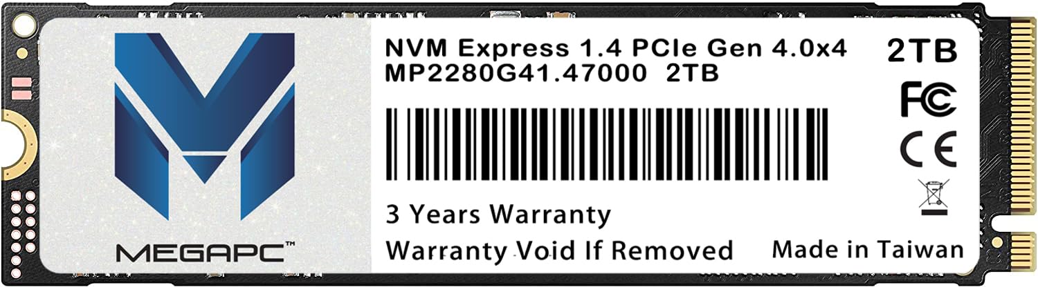Megapc Pcie Ssd 2Tb Nvme M.2 2280 Internal Solid State Hard Drive, Interface Pcie Gen 4.0 X4, Speed Up To 7000 Mb/S, Storage And