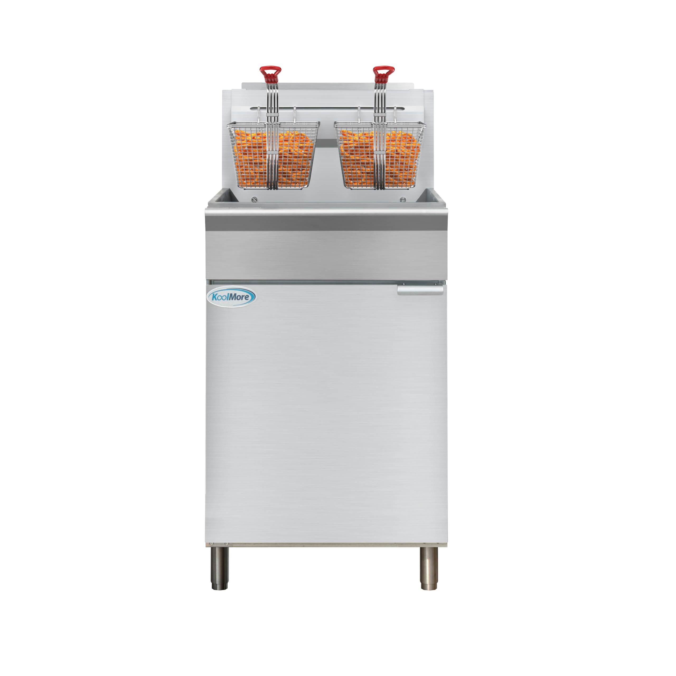 KoolMore 75 lb. Floor Standing Liquid Propane Commercial Deep Fryer with 150,000 BTU in Stainless-Steel, ETL Listed (KM-FDF75-LP